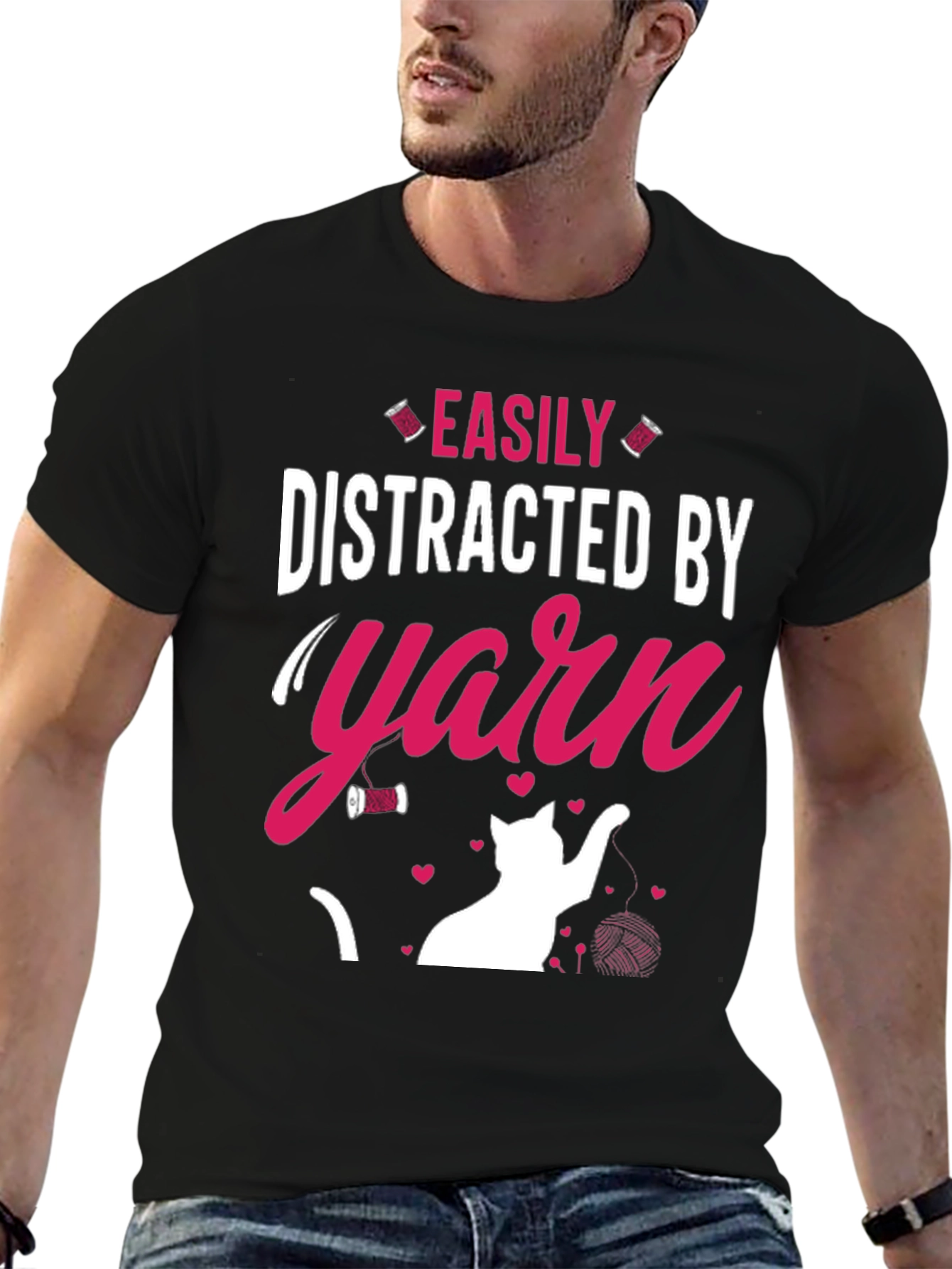 Easily Distracted By Yarn T-Shirt Cat Lover Tee