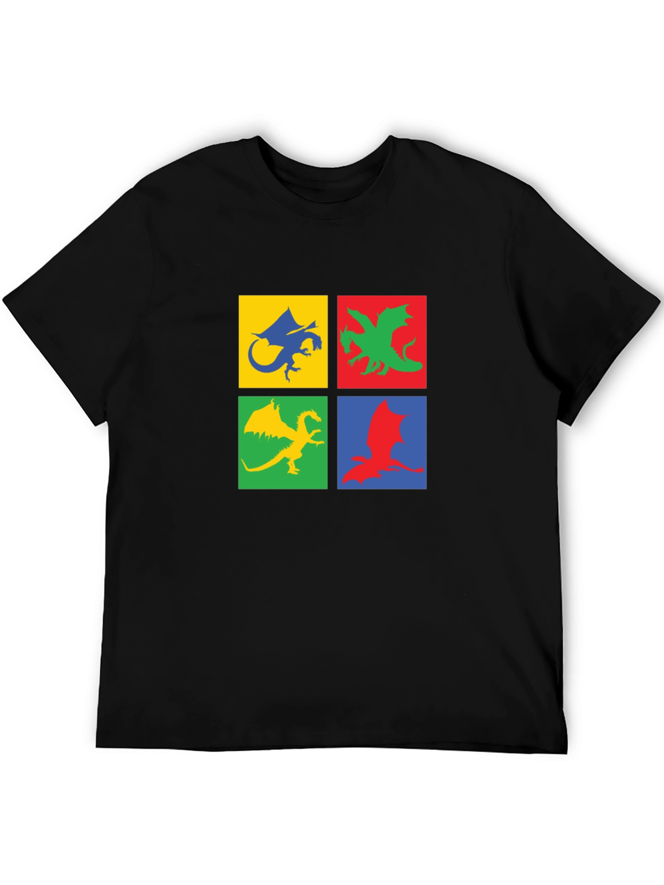 Dragon Squares Graphic Black T-Shirt