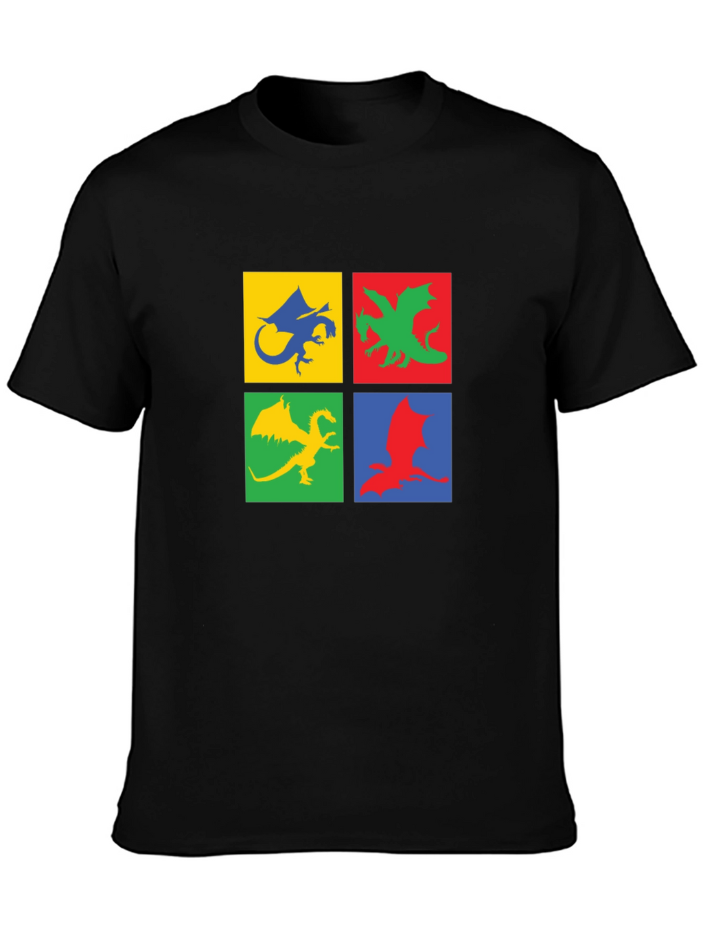 Dragon Squares Graphic Black T-Shirt