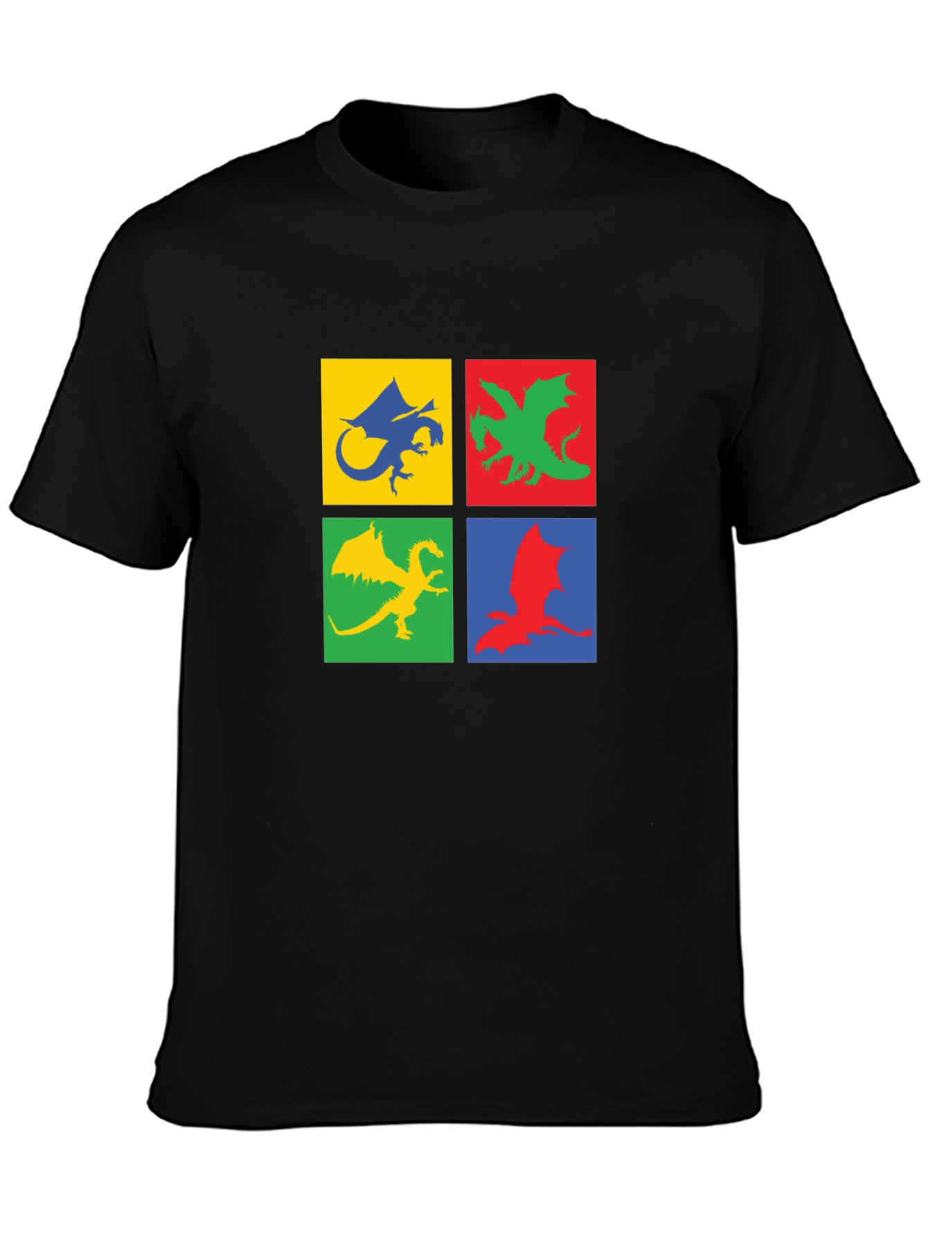 Dragon Squares Graphic Black T-Shirt