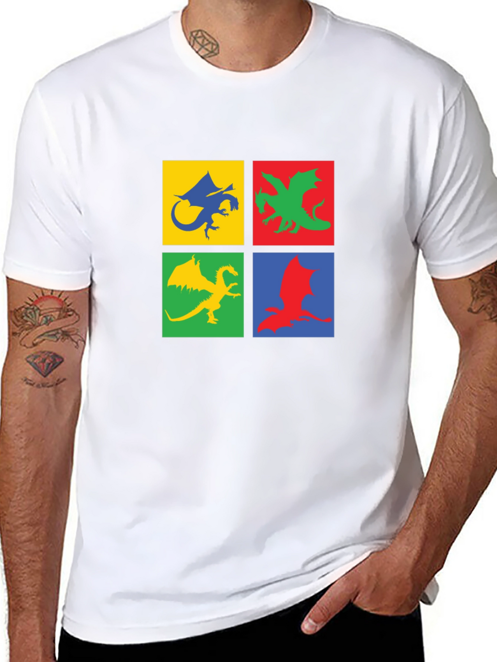 Dragon Squares Graphic Black T-Shirt