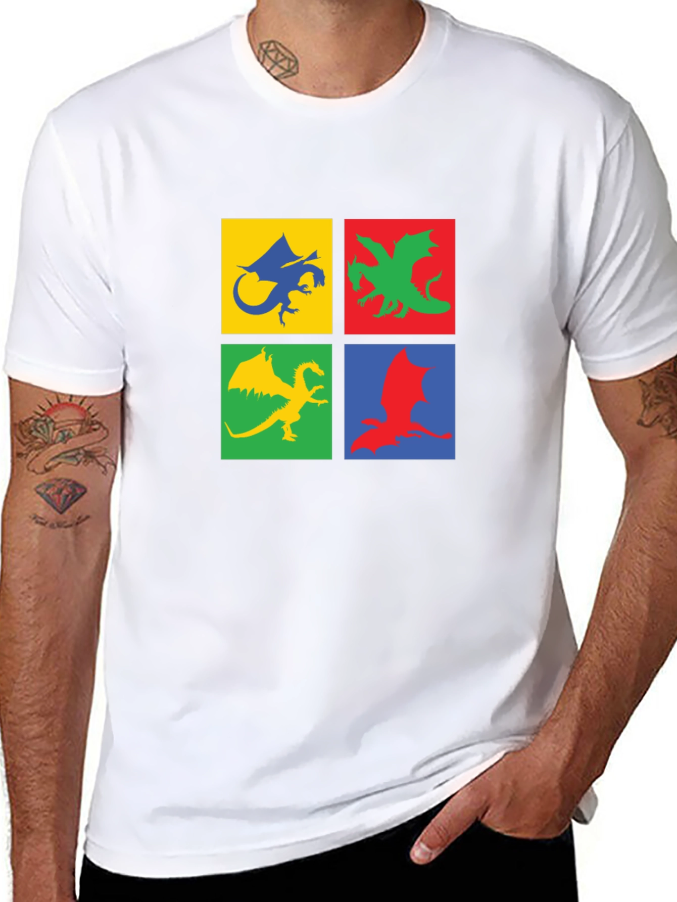 Dragon Squares Graphic Black T-Shirt