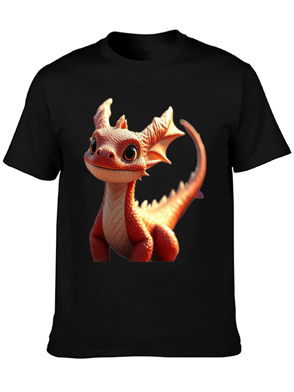 Cute Dragon Graphic Tee - Black Cotton Comfort