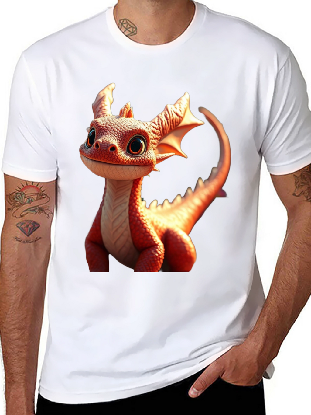 Cute Dragon Graphic Tee - Black Cotton Comfort