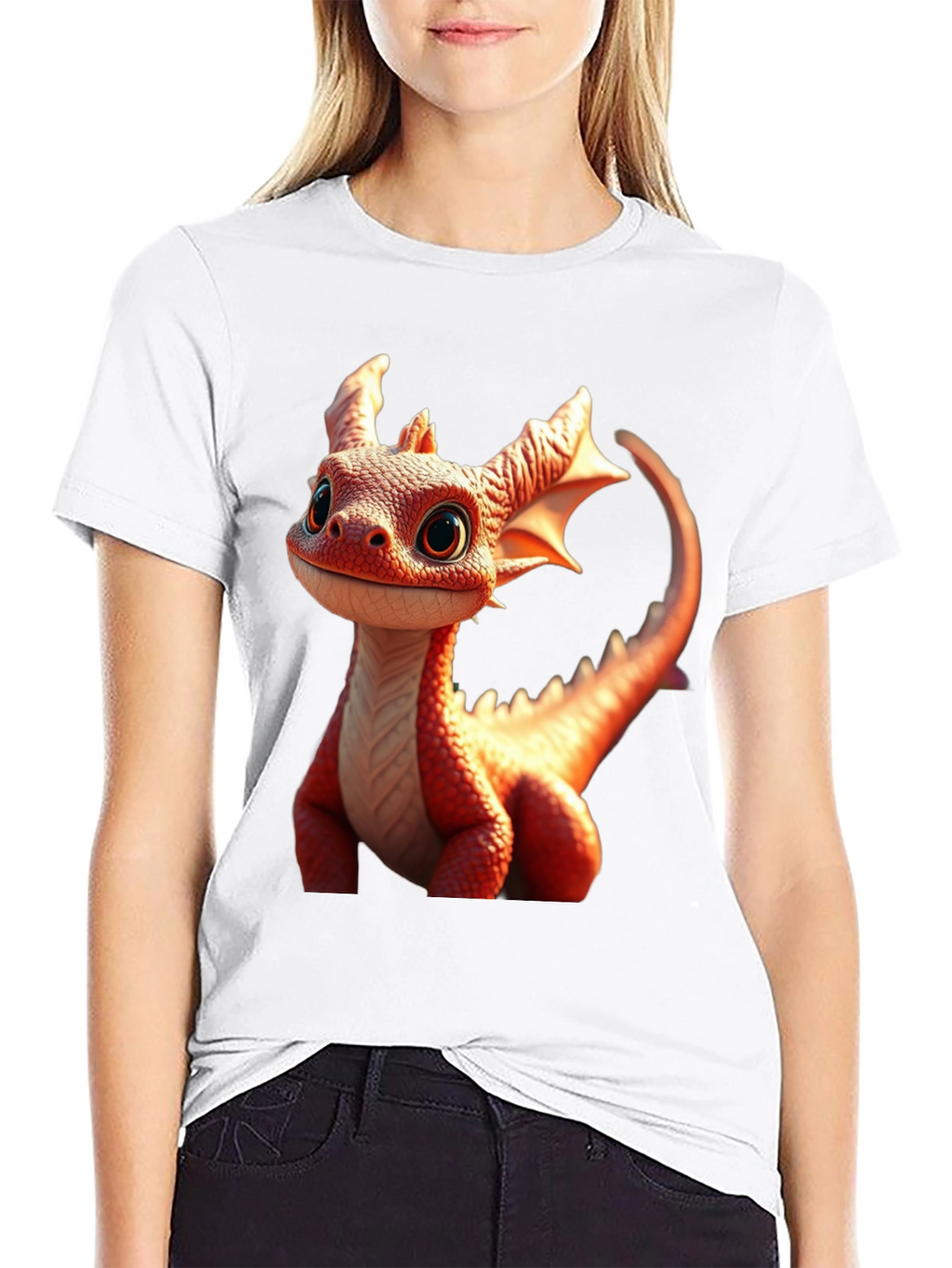 Cute Dragon Graphic Tee - Black Cotton Comfort