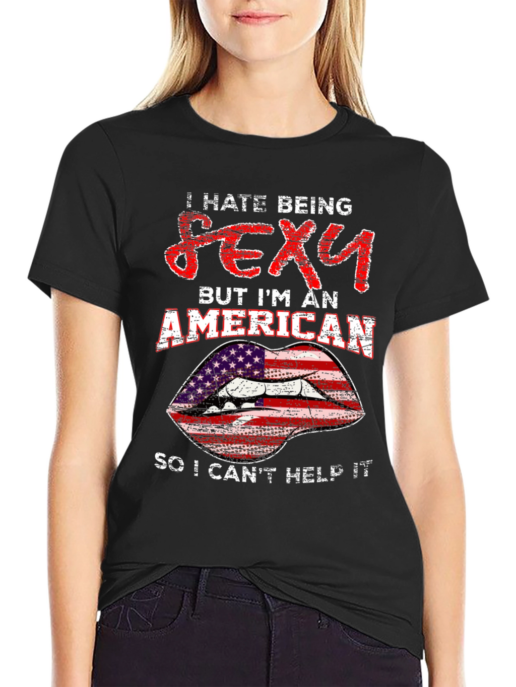 I Hate Being Sexy American Lips Graphic T-Shirt