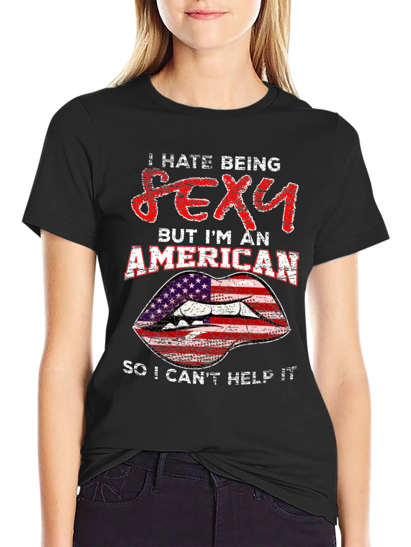I Hate Being Sexy American Lips Graphic T-Shirt