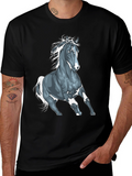 Horse Graphic T-Shirt - Black Cotton Tee