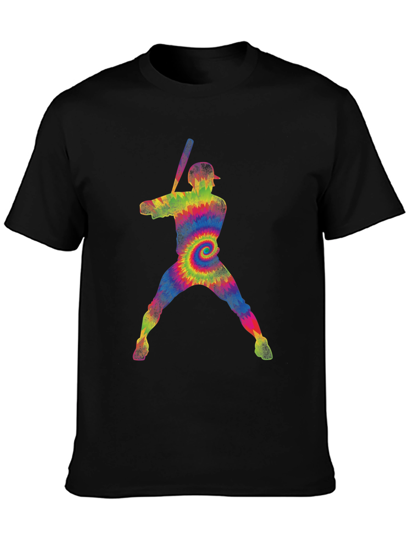 Tie Dye Baseball Player Graphic Tee