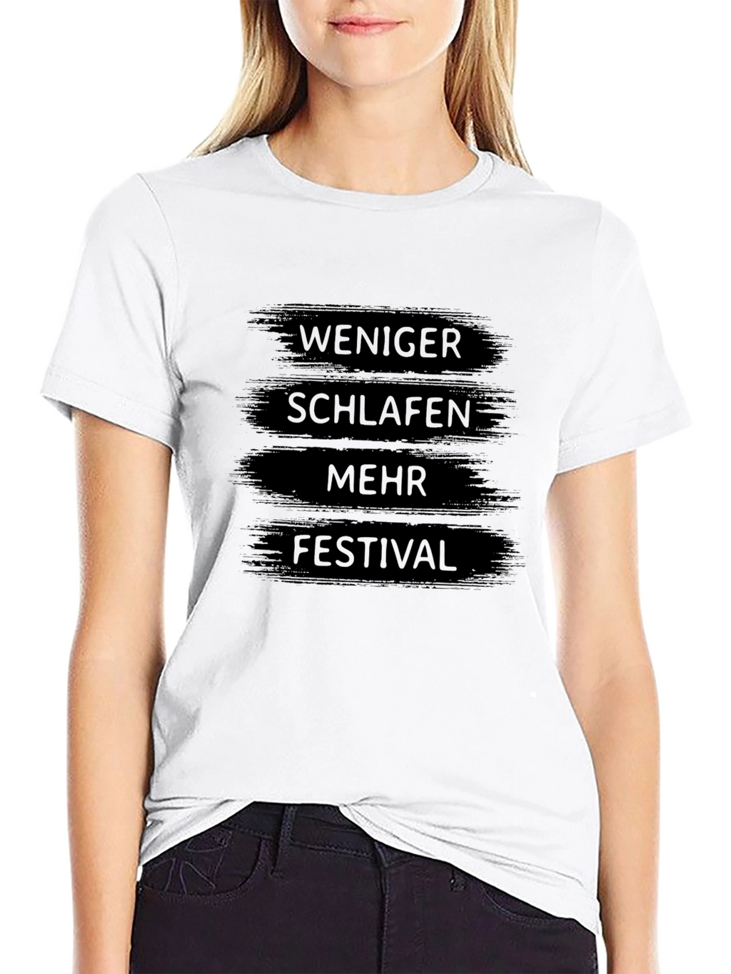 Weniger Schlafen Mehr Festival Black T-Shirt