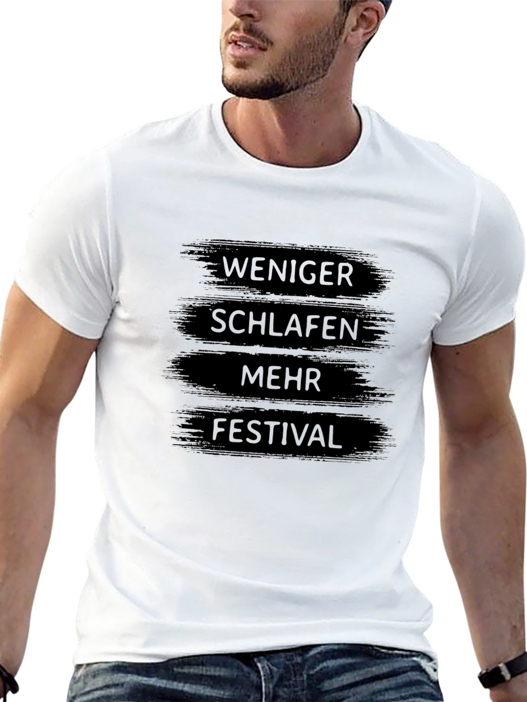 Weniger Schlafen Mehr Festival Black T-Shirt
