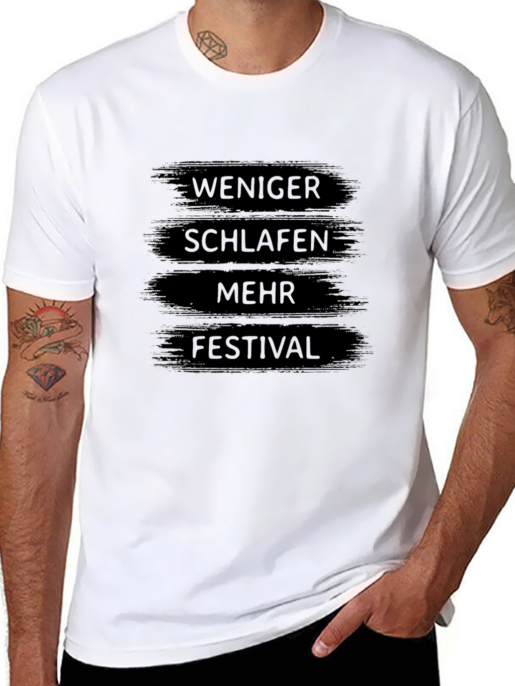 Weniger Schlafen Mehr Festival Black T-Shirt