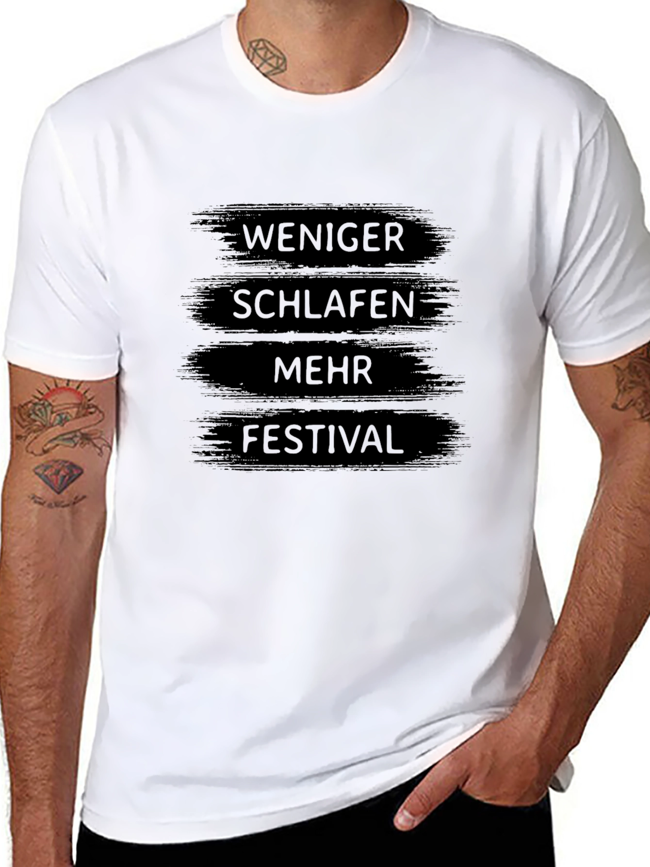 Weniger Schlafen Mehr Festival Black T-Shirt