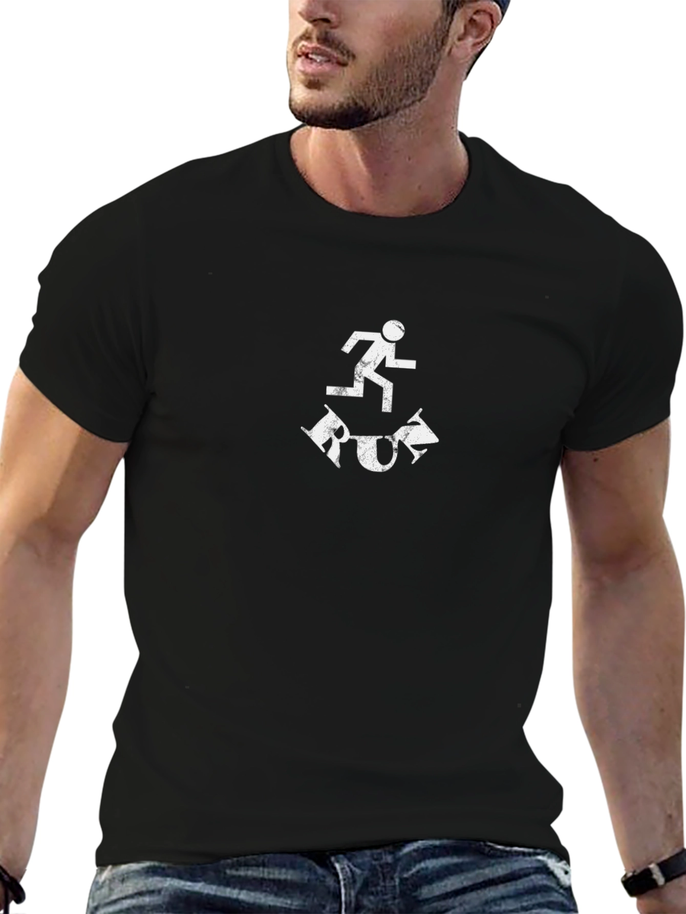 Run Graphic Tee - Black Cotton T-Shirt