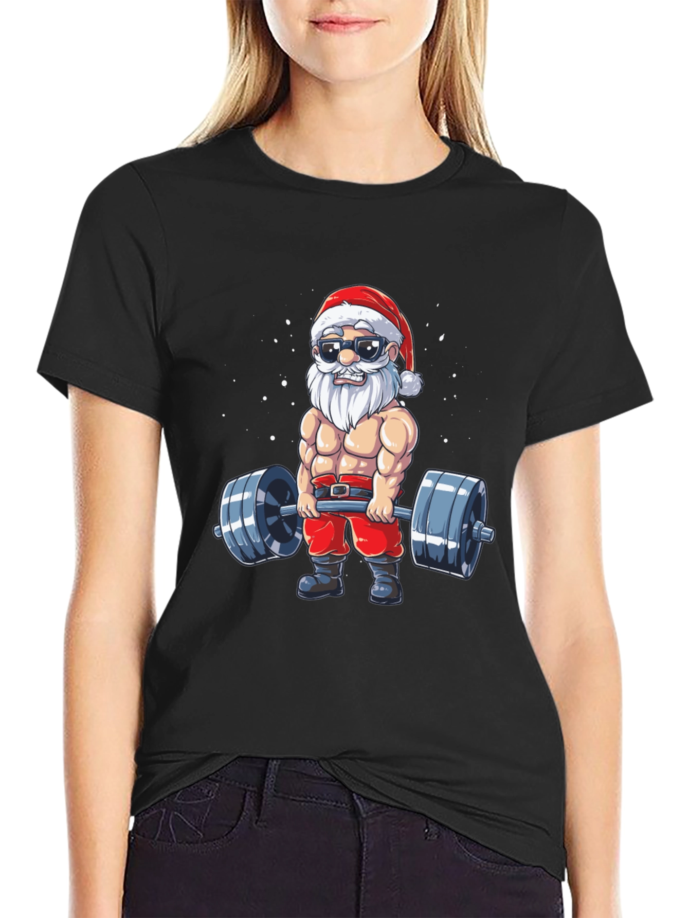 Santa Claus Lifting Weights T-Shirt