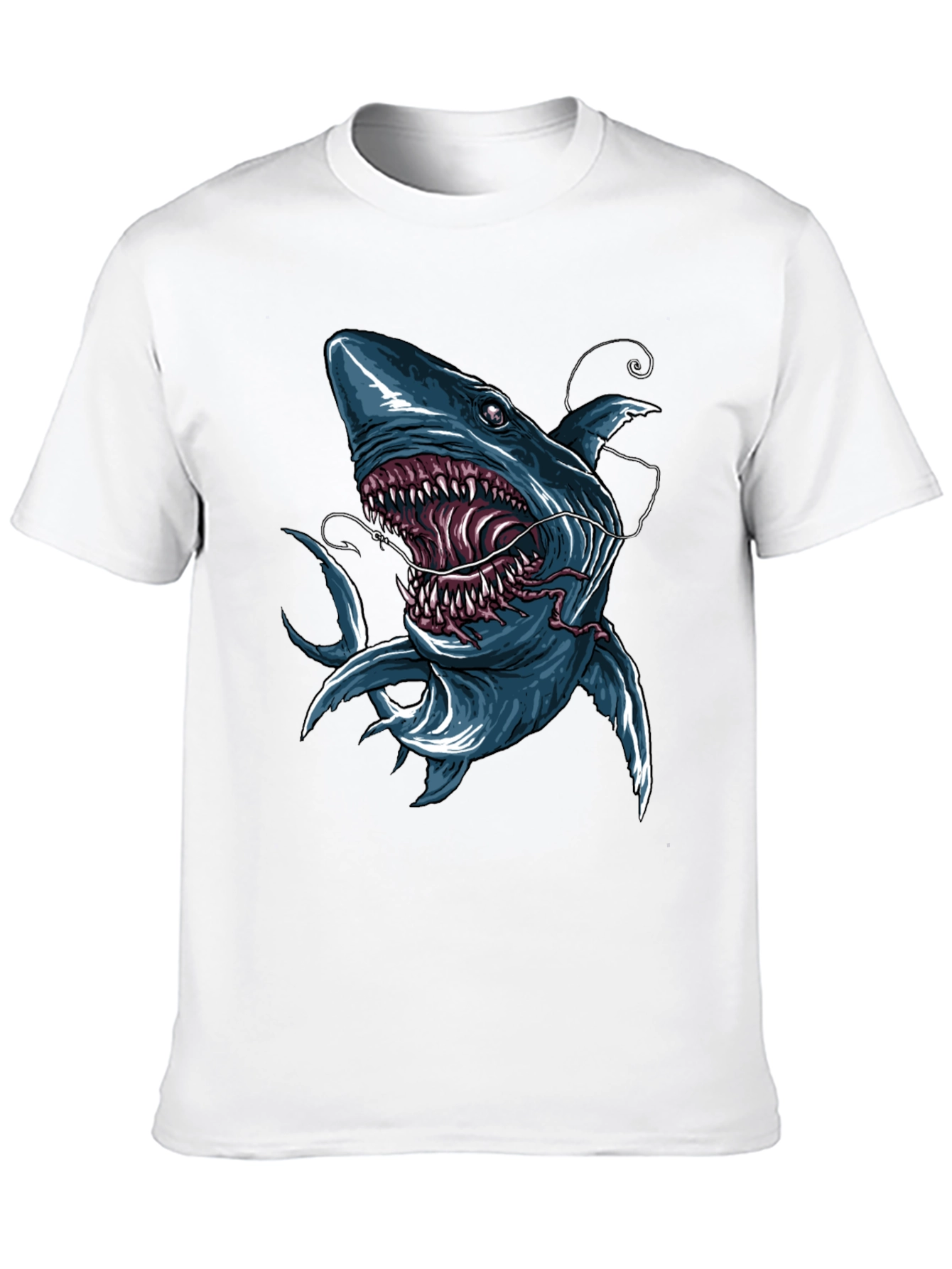 Mens Shark Graphic Print Black T-Shirt