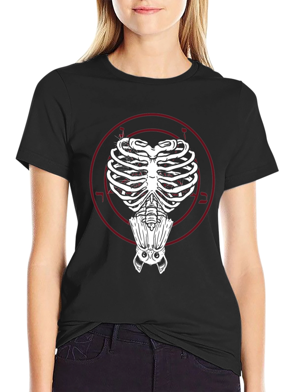 Bat Ribcage Graphic Tee - Unique Gothic Style