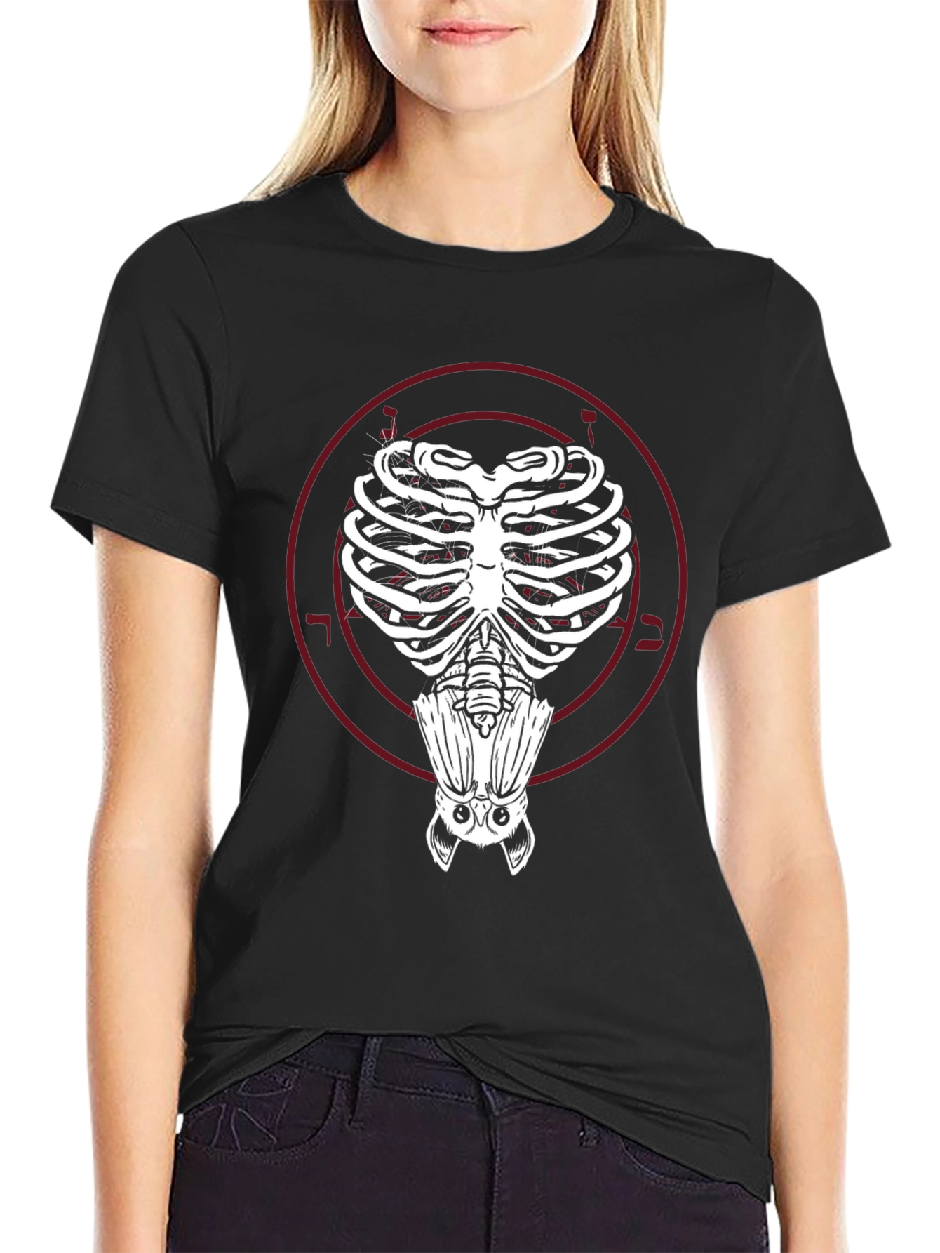 Bat Ribcage Graphic Tee - Unique Gothic Style