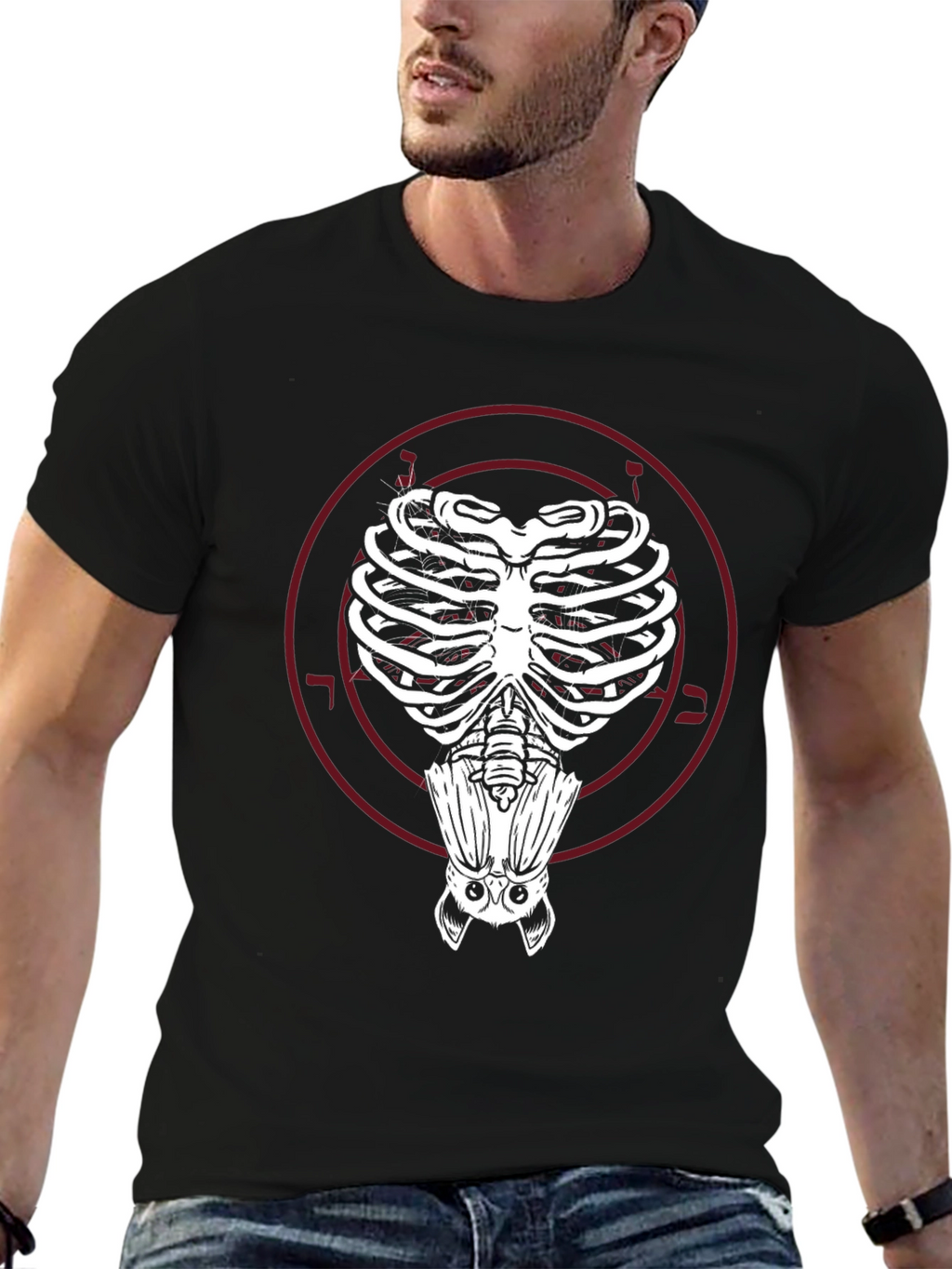 Bat Ribcage Graphic Tee - Unique Gothic Style