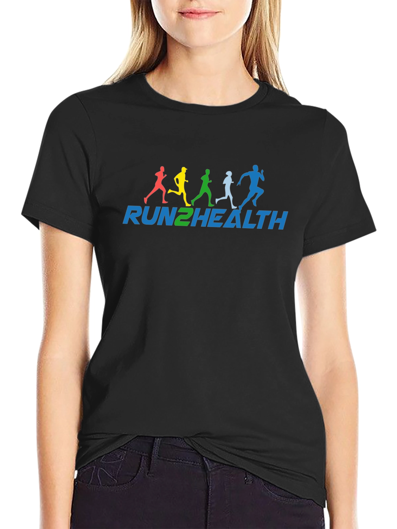Run2Health T-Shirt: Colorful Runners Design