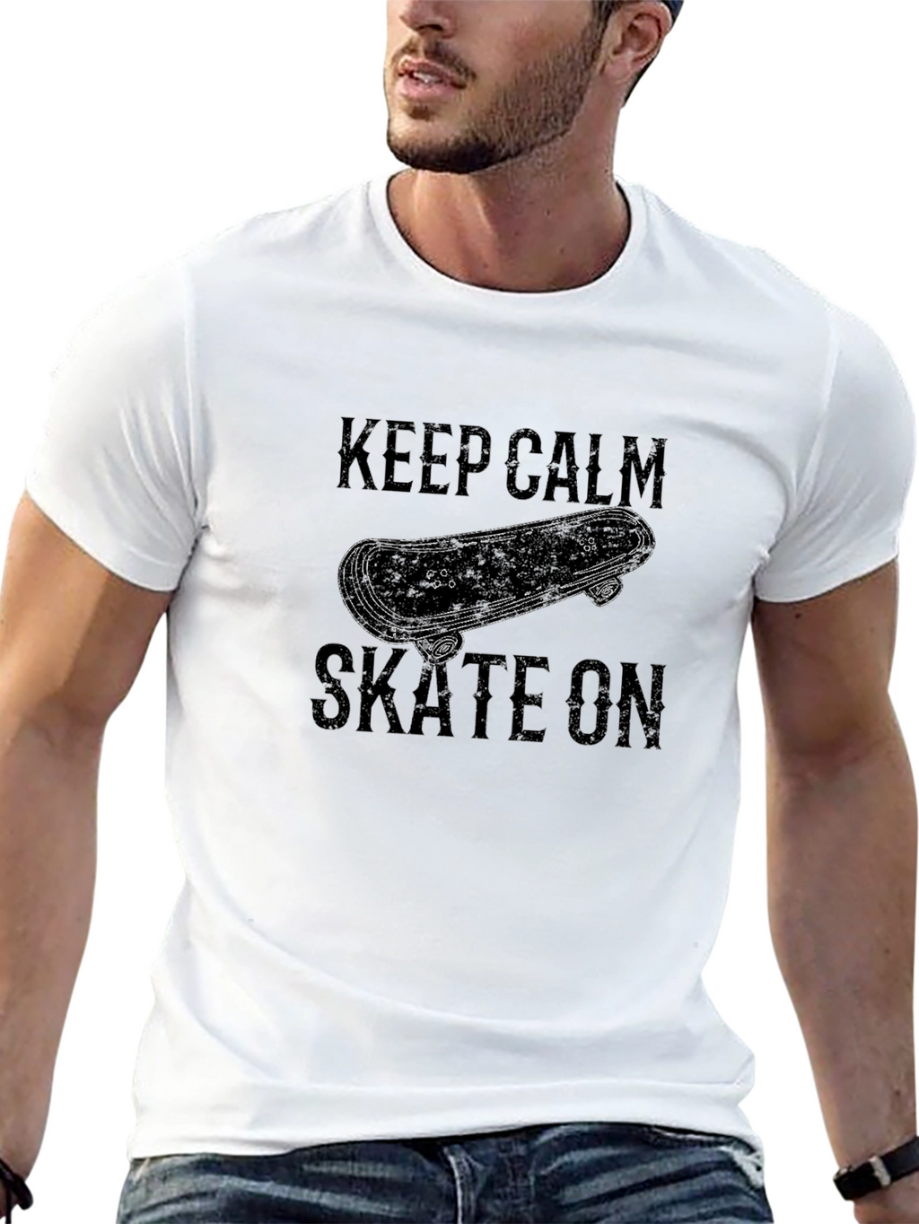 Keep Calm Skate On Graphic Tee - Black