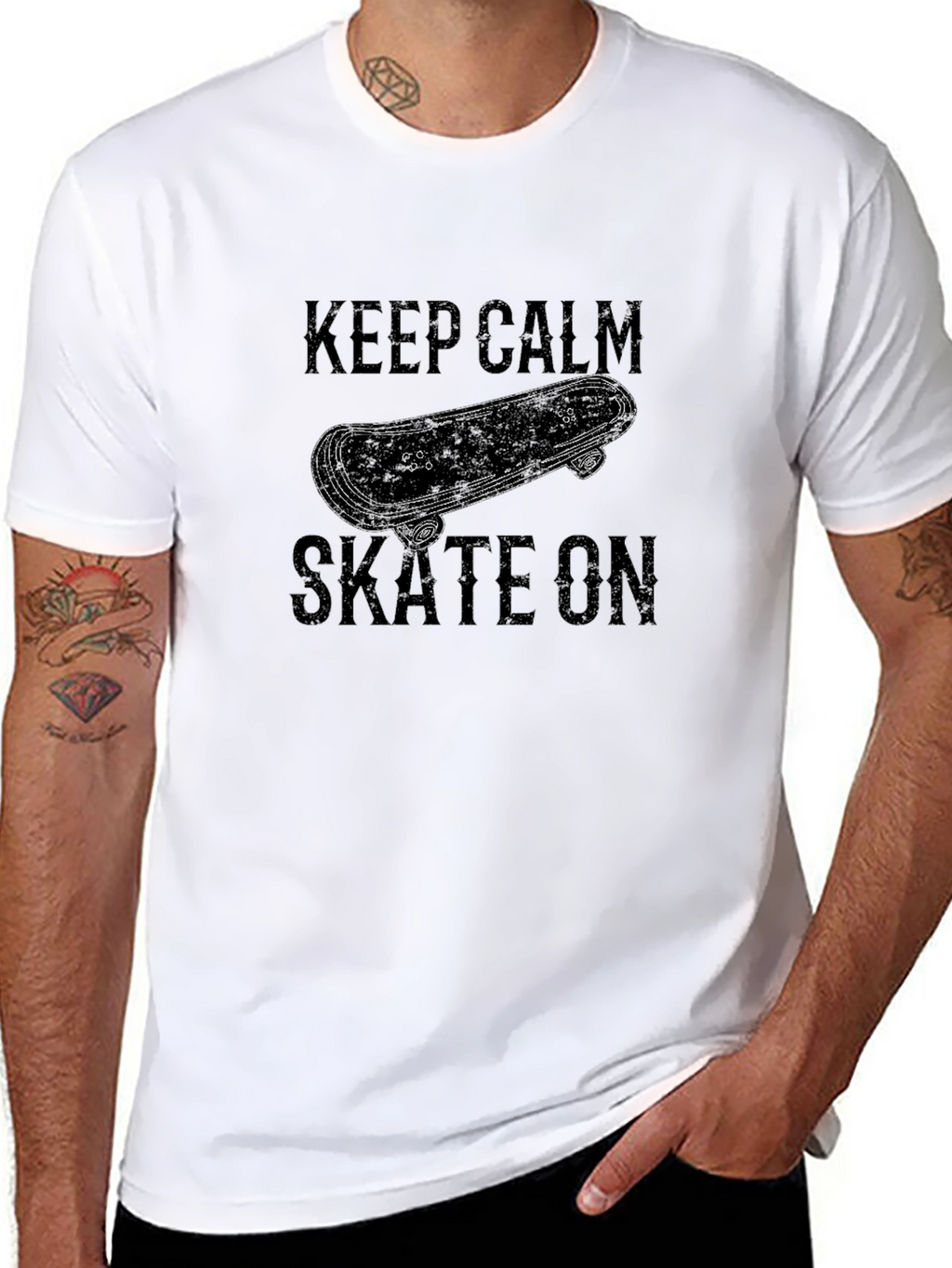 Keep Calm Skate On Graphic Tee - Black