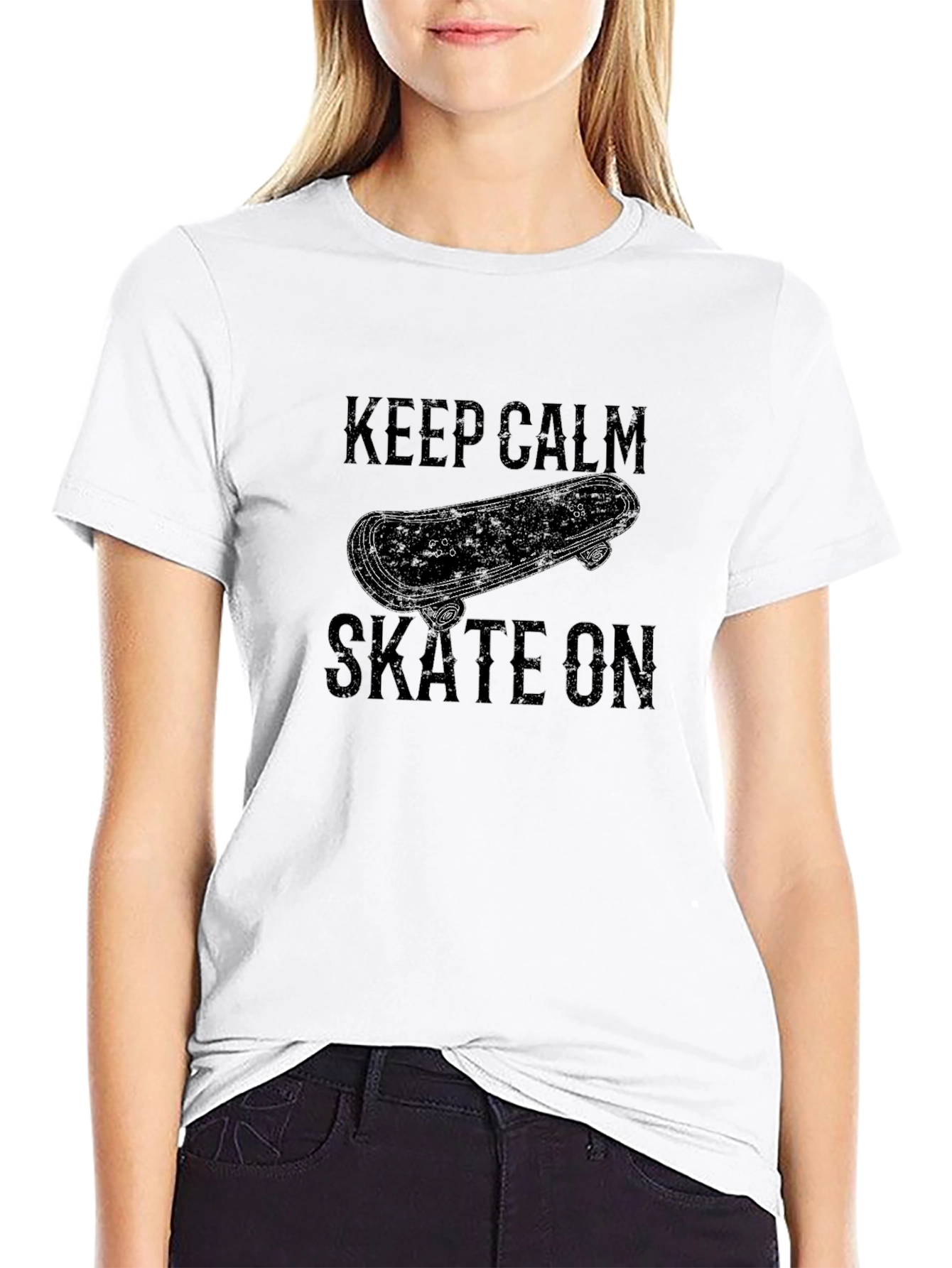 Keep Calm Skate On Graphic Tee - Black