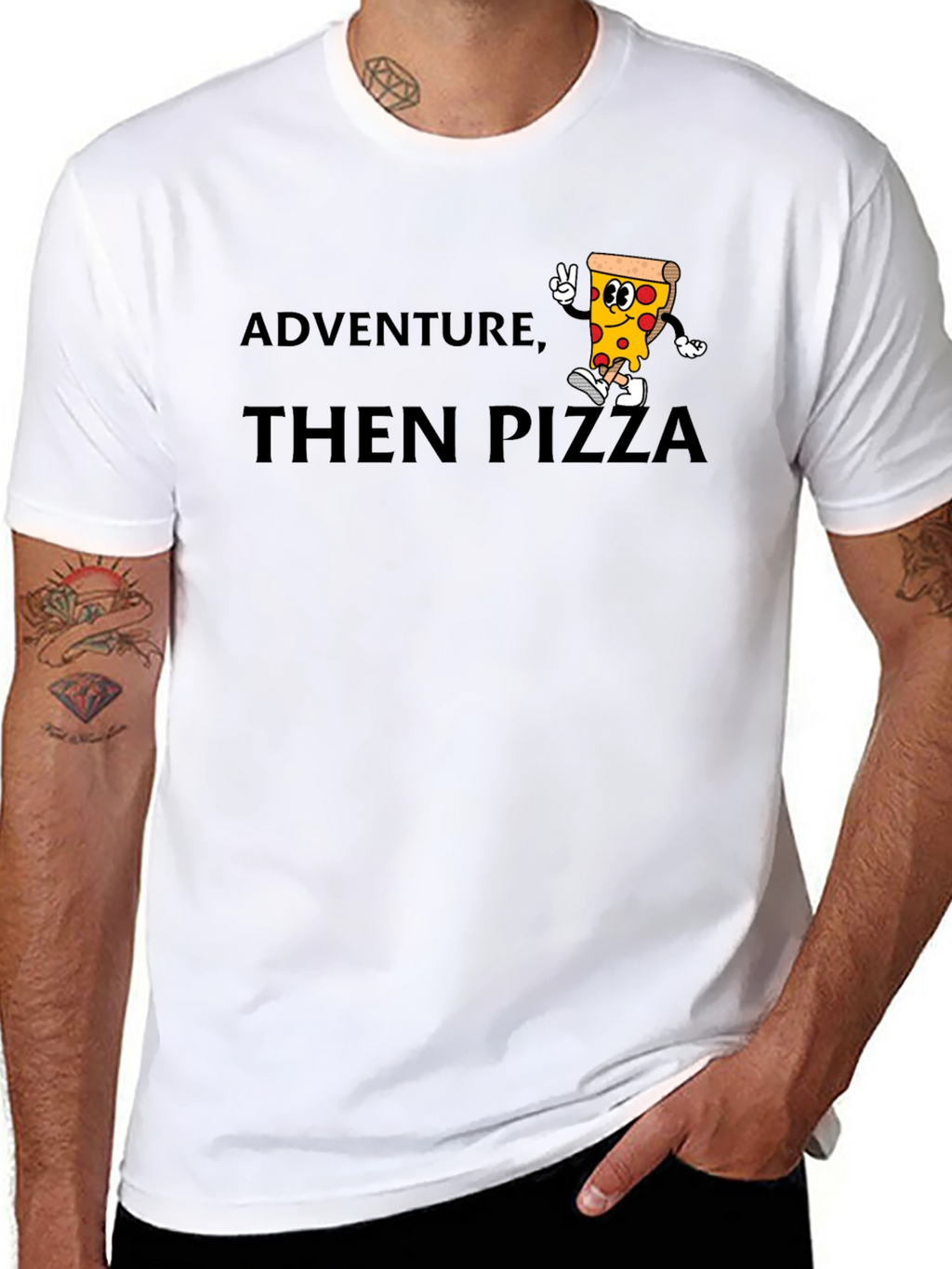 Adventure Then Pizza Graphic Tee - Cool T-Shirt