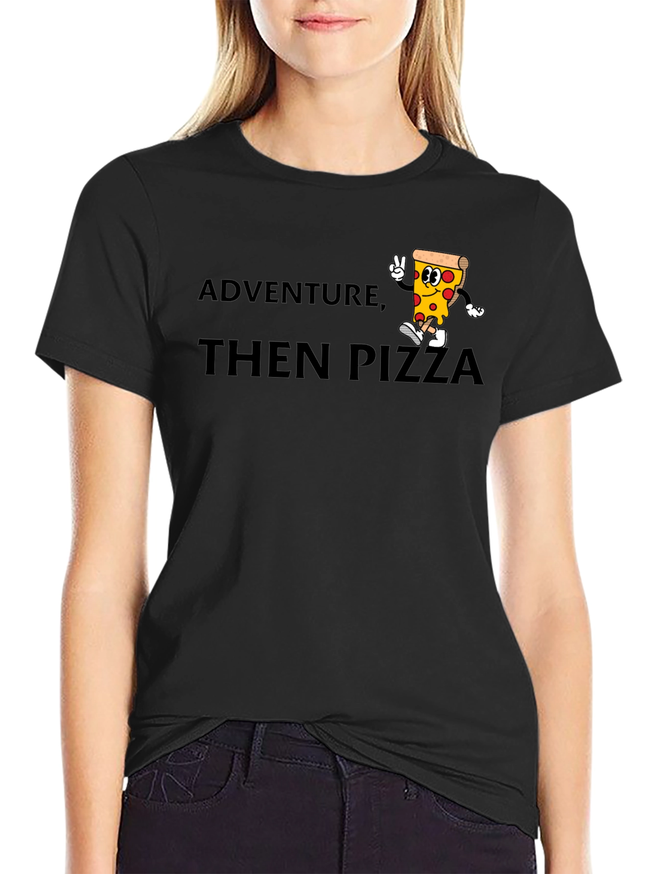 Adventure Then Pizza Graphic Tee - Cool T-Shirt