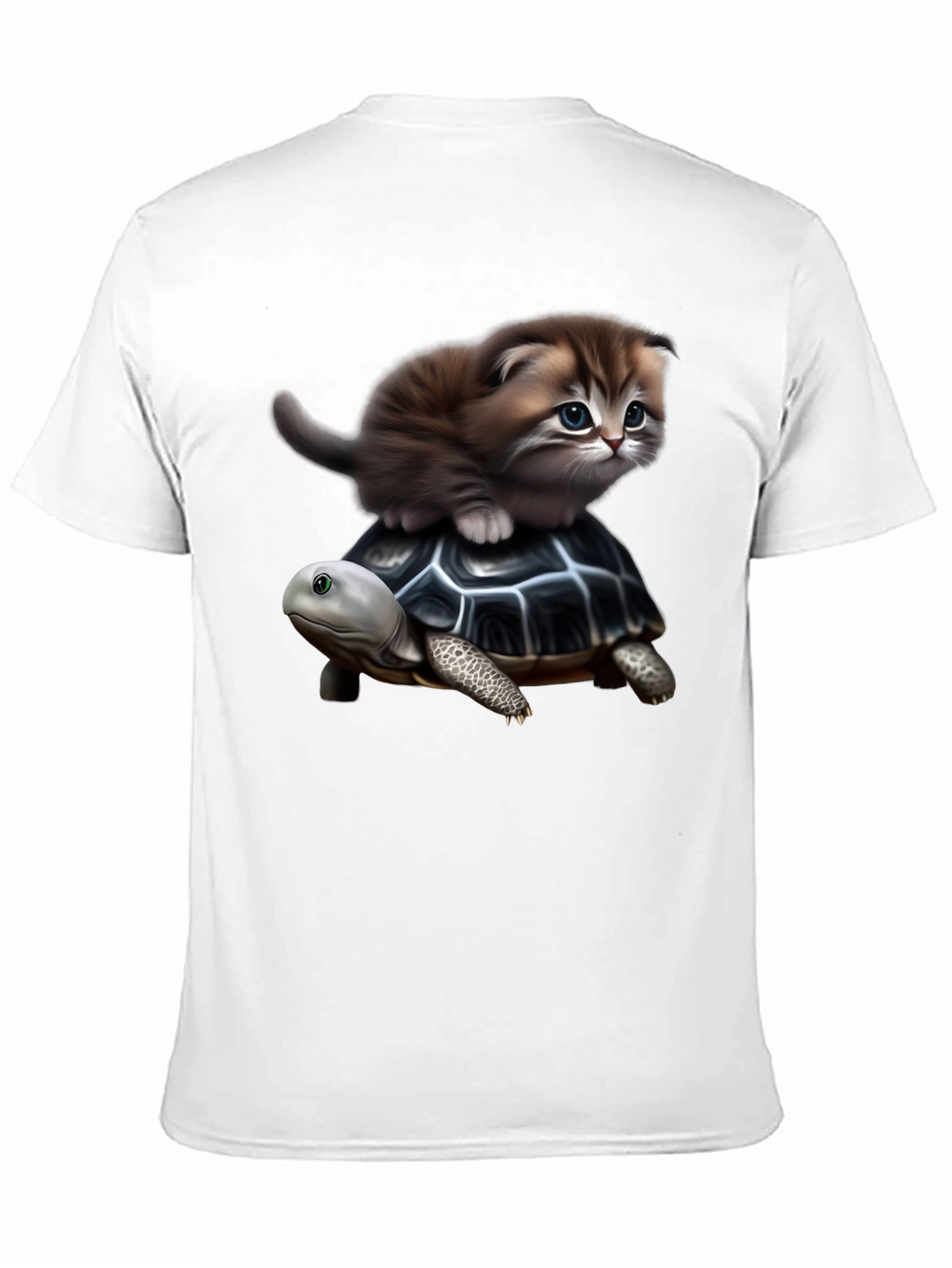 Kitten Riding Turtle Graphic T-Shirt
