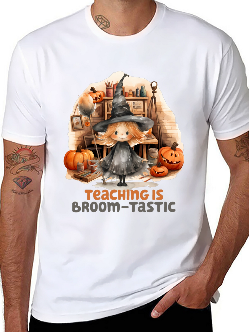 Broom-Tastic Teacher Halloween Graphic Tee