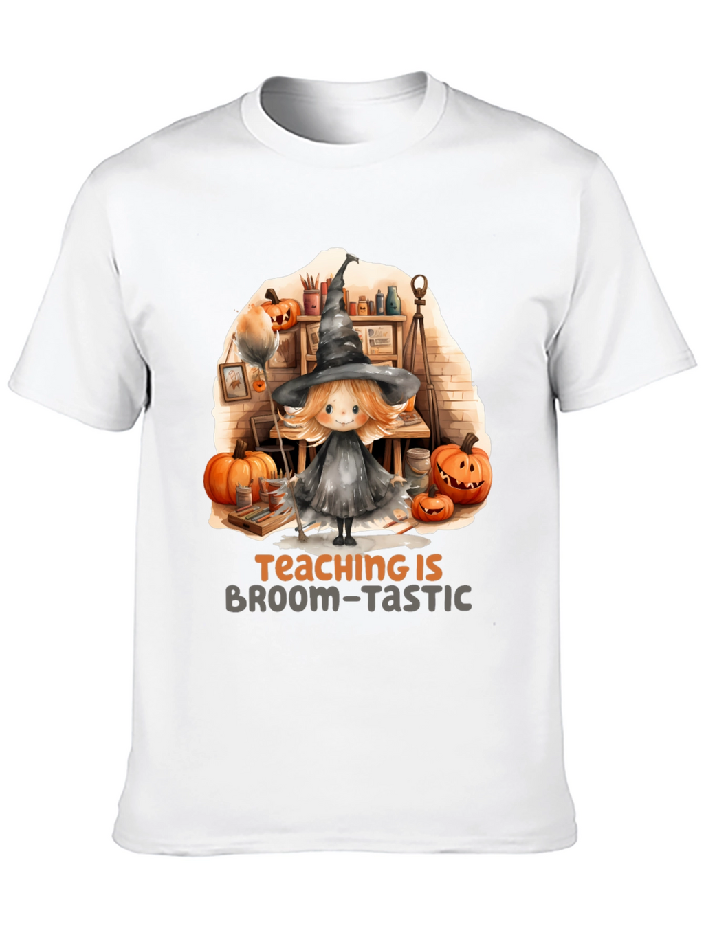 Broom-Tastic Teacher Halloween Graphic Tee
