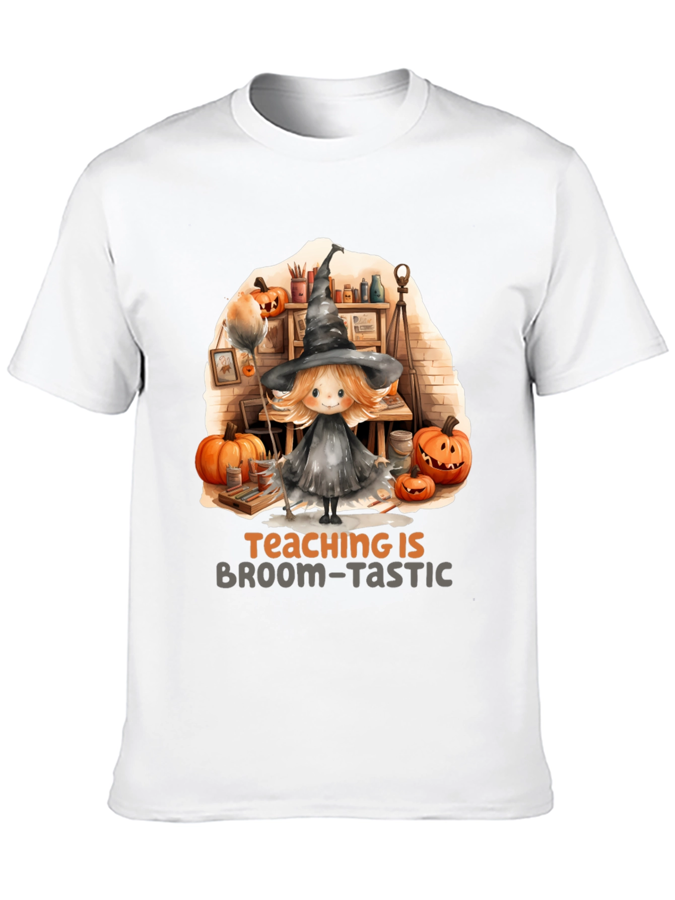 Broom-Tastic Teacher Halloween Graphic Tee