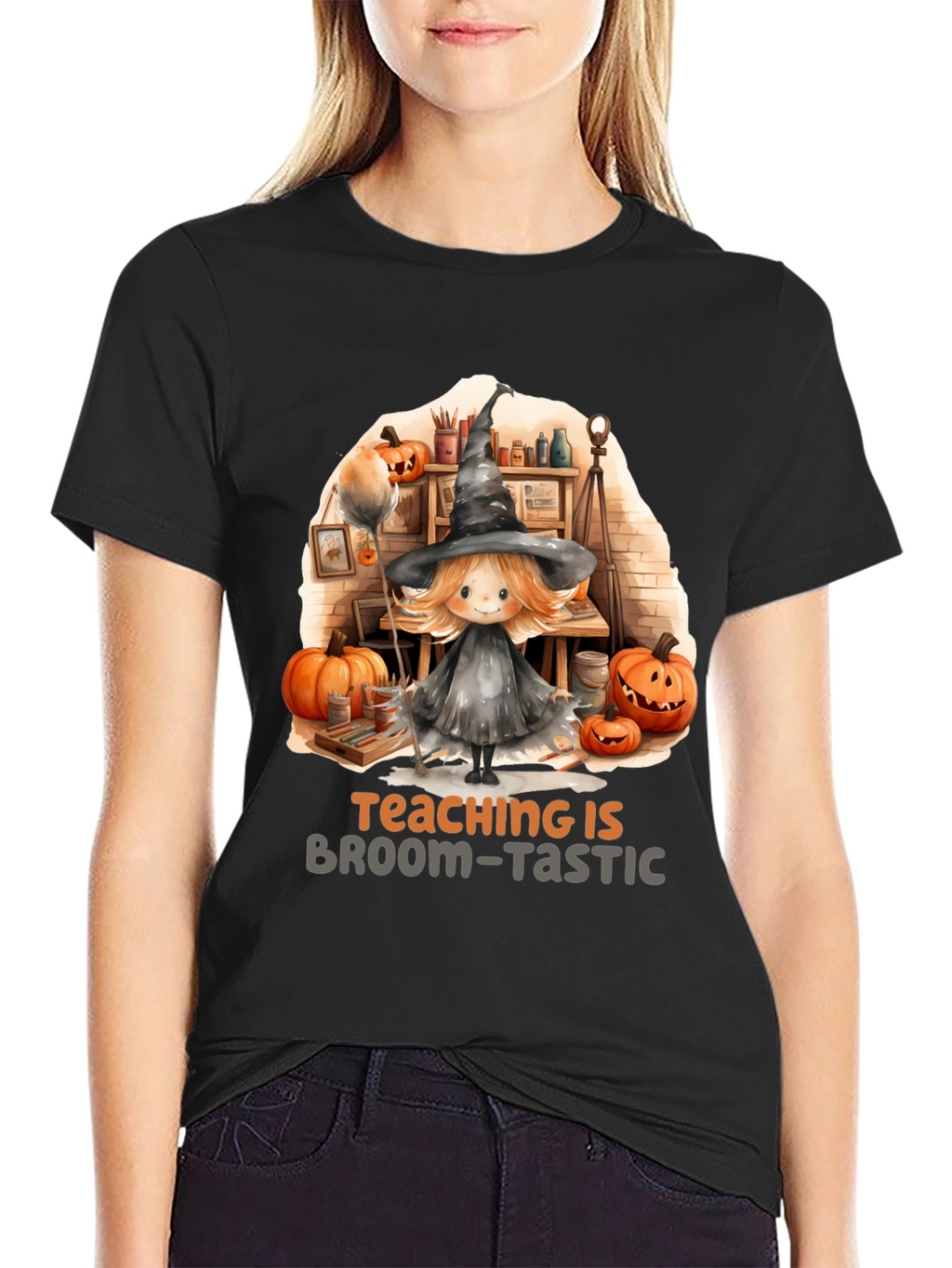 Broom-Tastic Teacher Halloween Graphic Tee