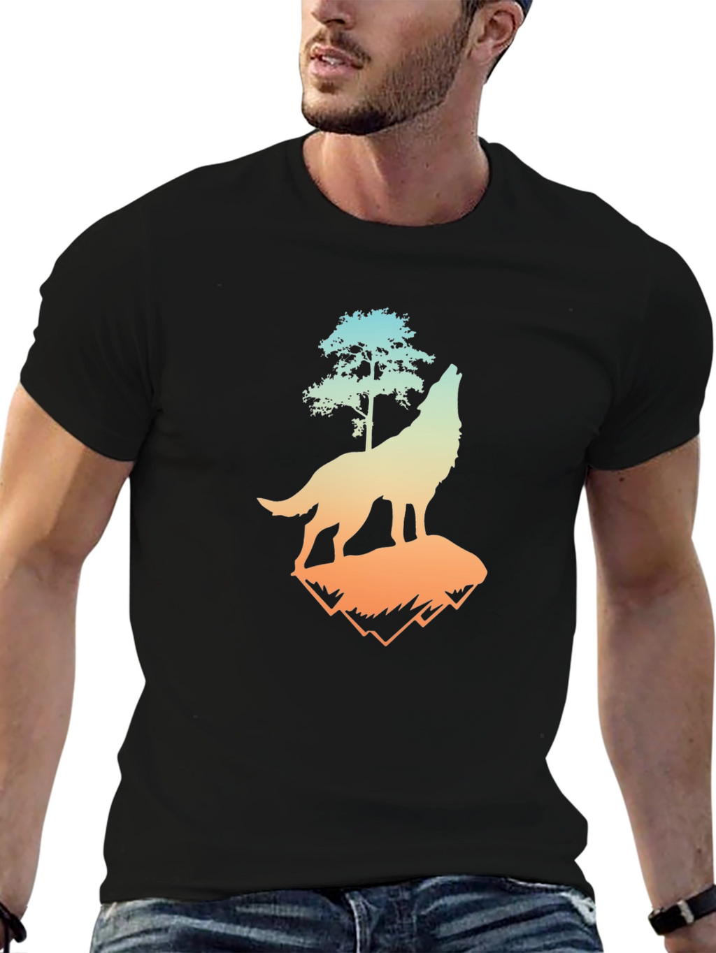 Wolf Tree Graphic Tee - Mens Black T-Shirt