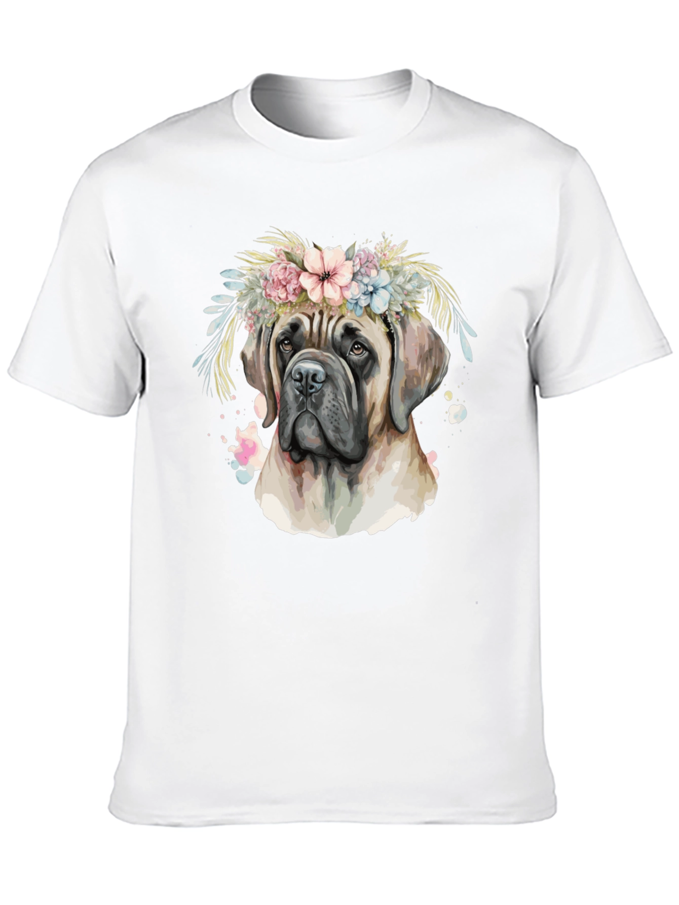 Dog with Flower Crown T-Shirt - Artistic Design