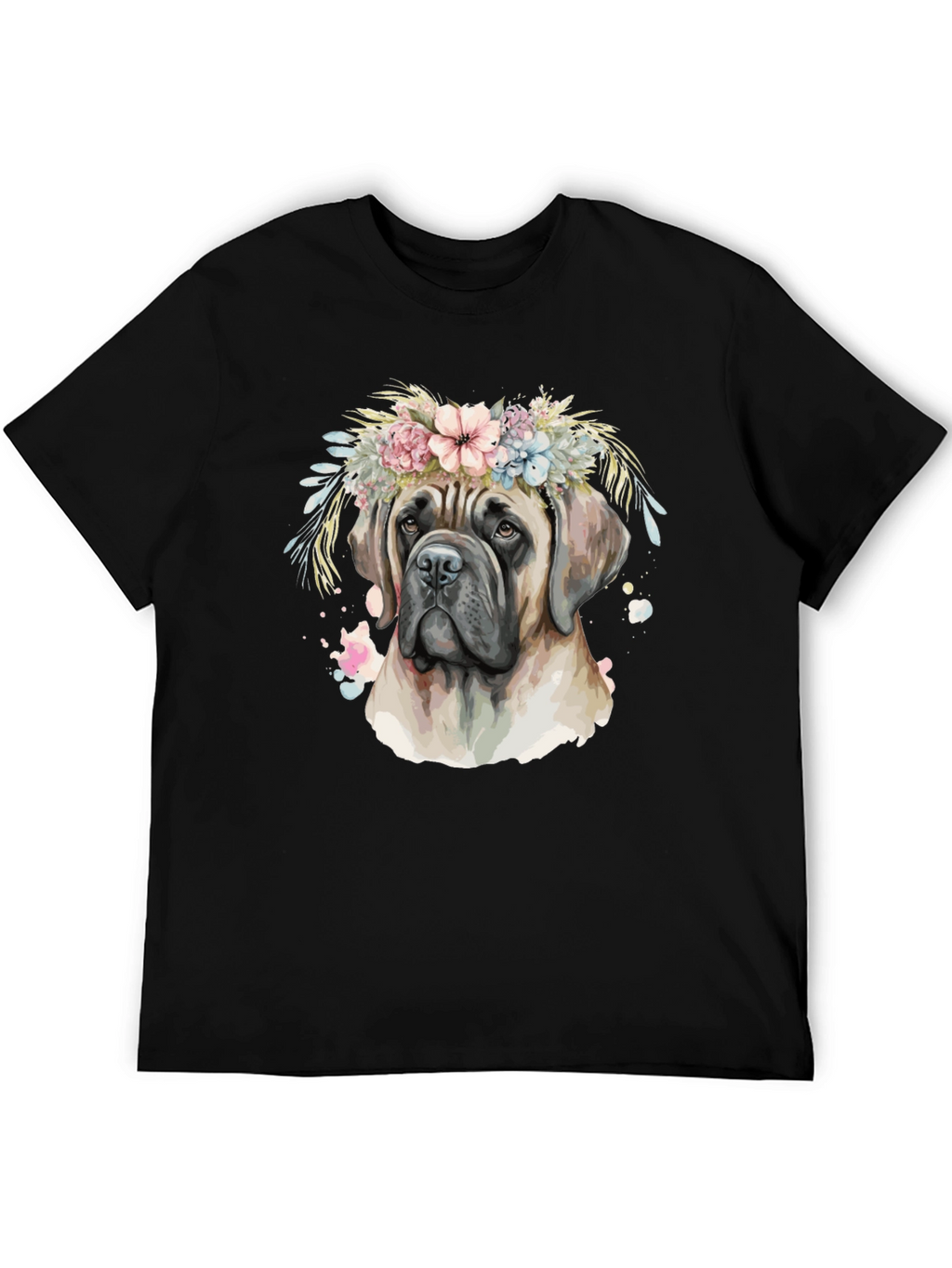 Dog with Flower Crown T-Shirt - Artistic Design