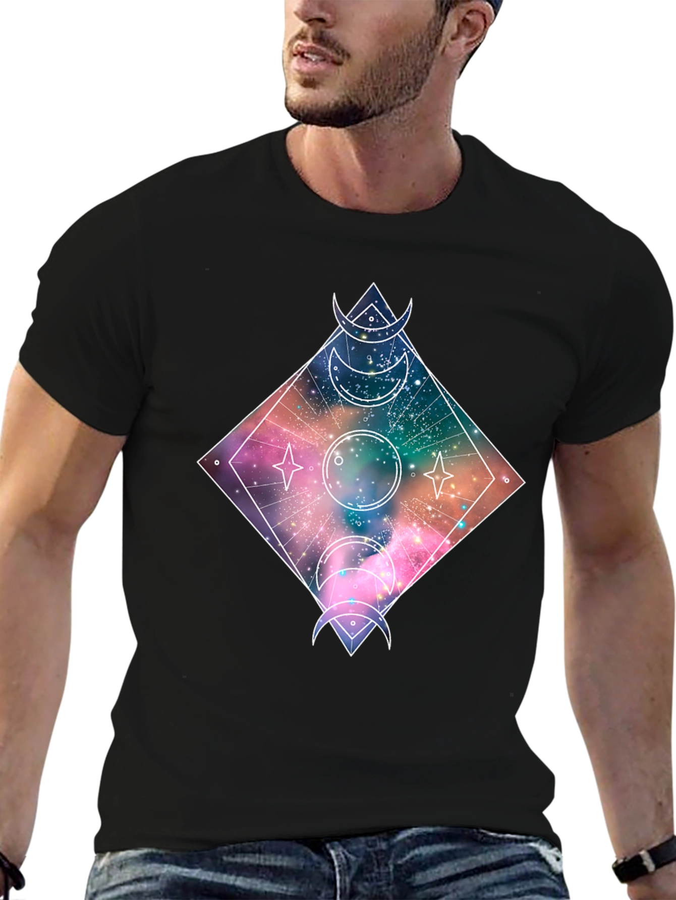 Cosmic Moon Phases T-Shirt - Galaxy Design