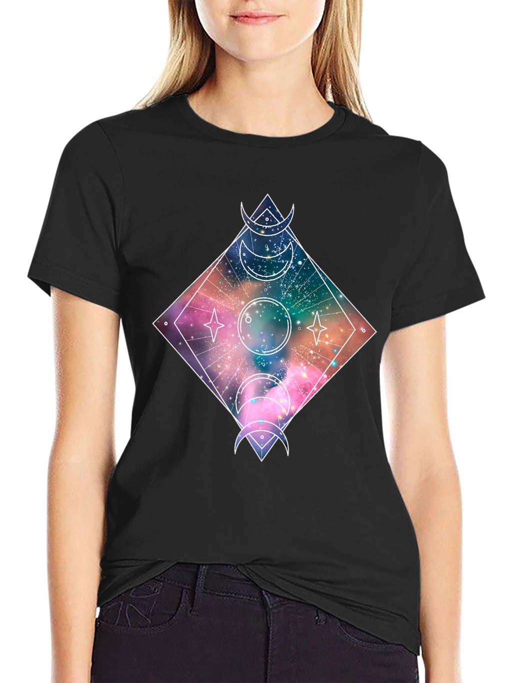 Cosmic Moon Phases T-Shirt - Galaxy Design