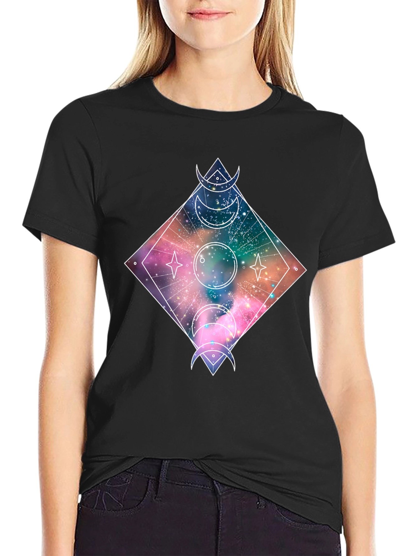 Cosmic Moon Phases T-Shirt - Galaxy Design