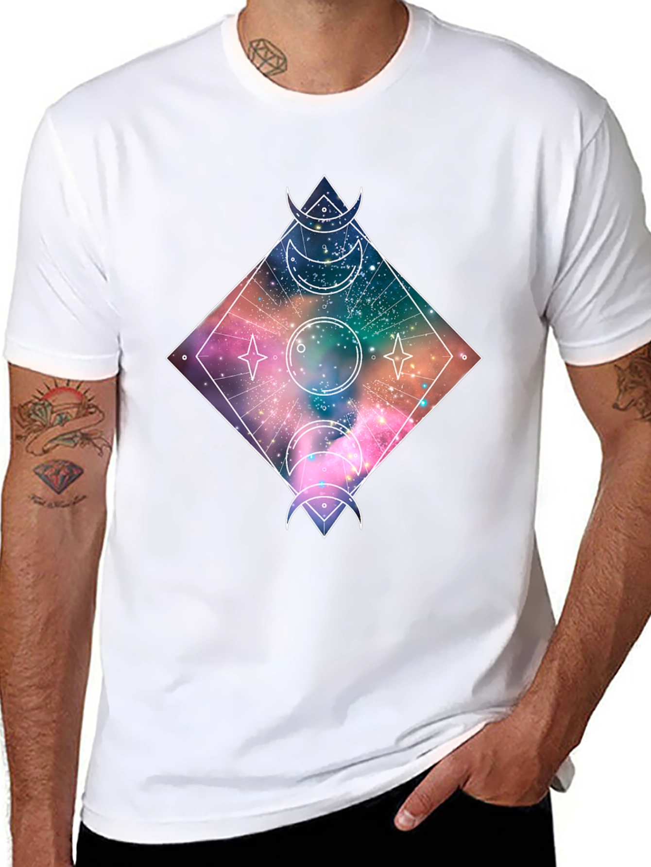 Cosmic Moon Phases T-Shirt - Galaxy Design