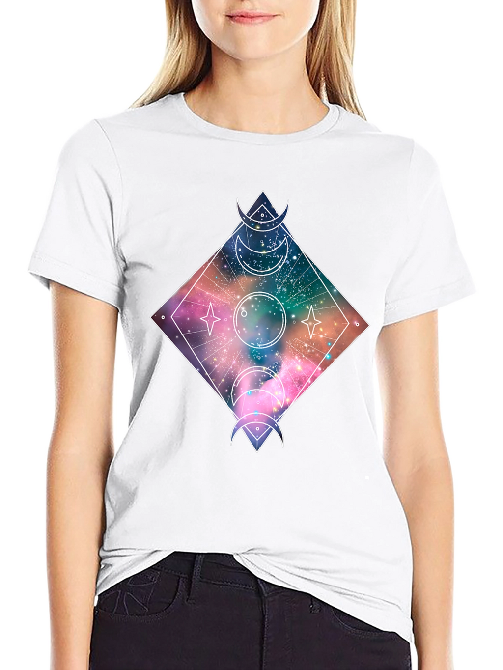 Cosmic Moon Phases T-Shirt - Galaxy Design