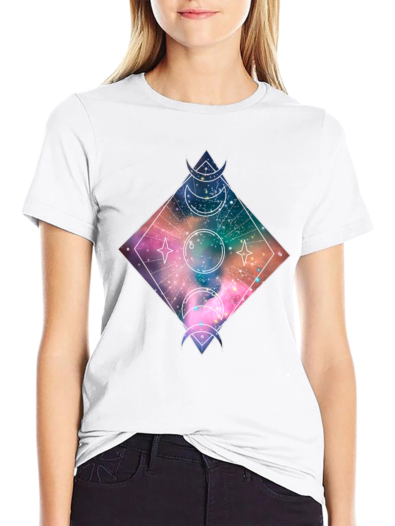 Cosmic Moon Phases T-Shirt - Galaxy Design