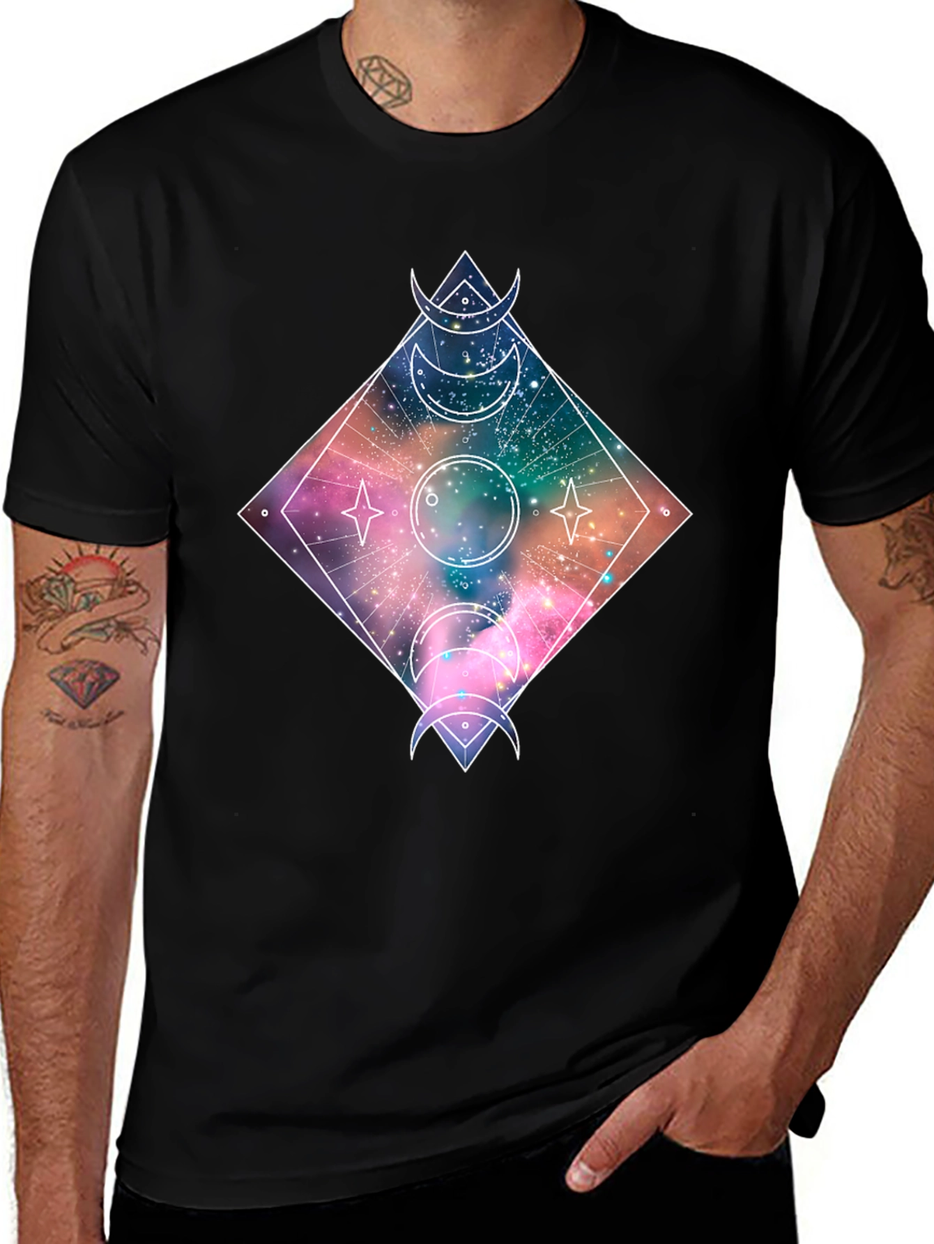 Cosmic Moon Phases T-Shirt - Galaxy Design