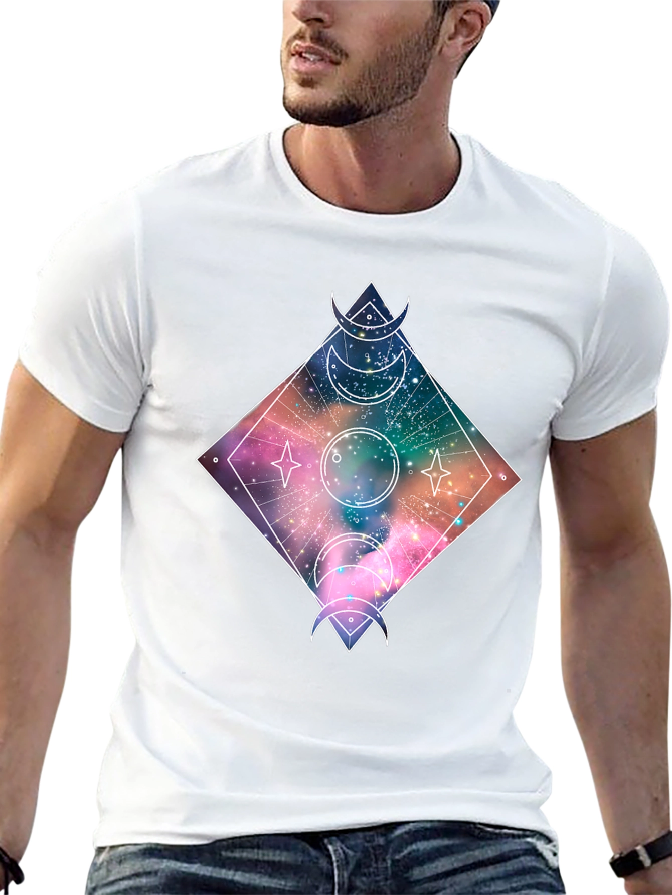Cosmic Moon Phases T-Shirt - Galaxy Design