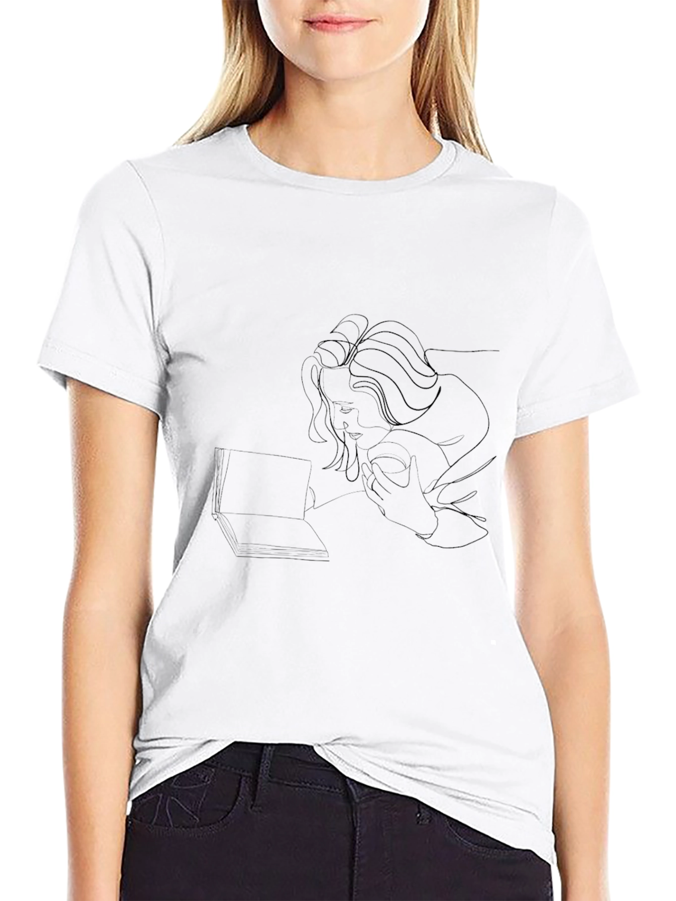 Modern Abstract Line Art T-Shirt - Unisex Black Tee