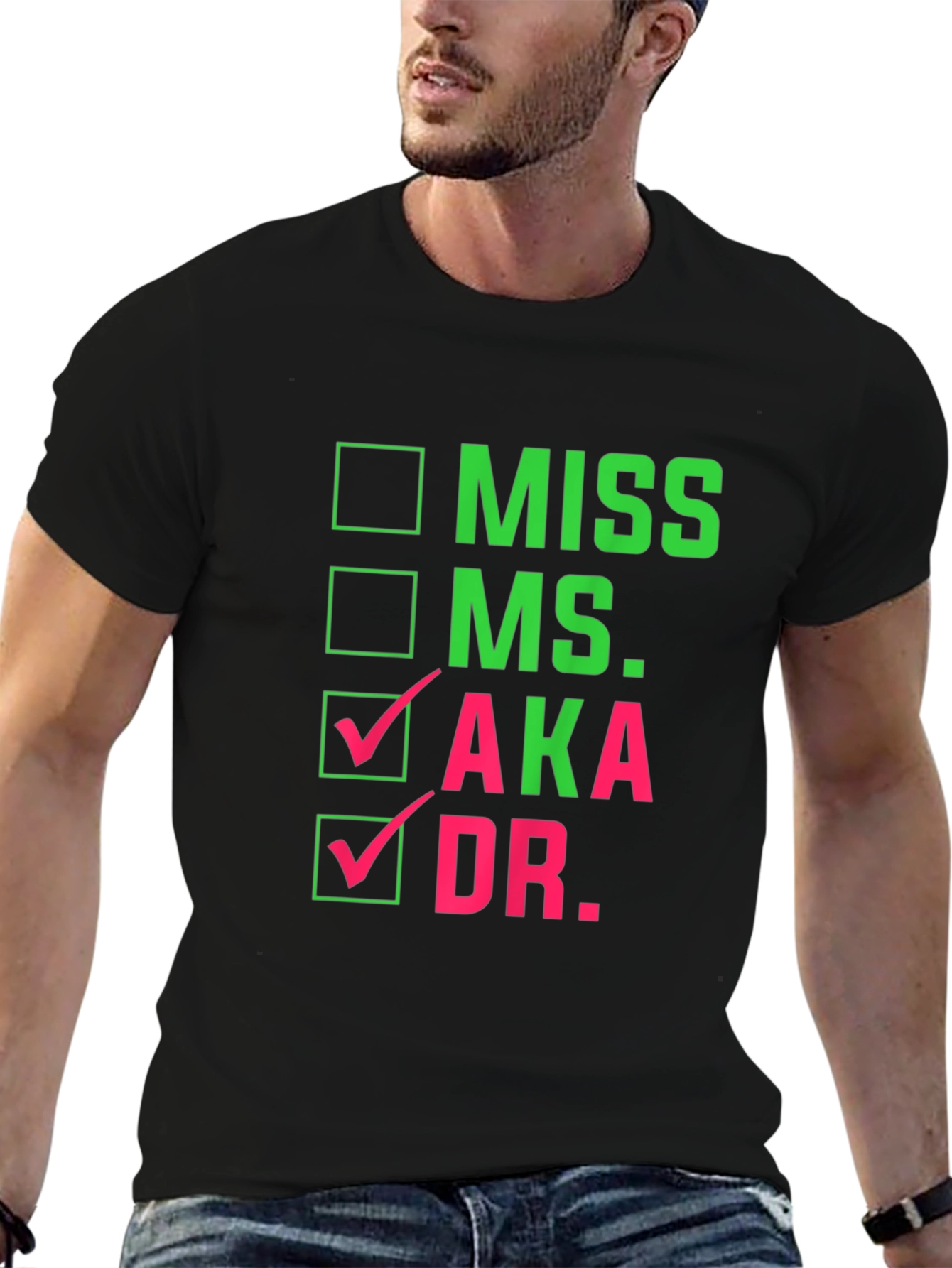 AKA Dr. Checkbox T-Shirt - Black Cotton Tee
