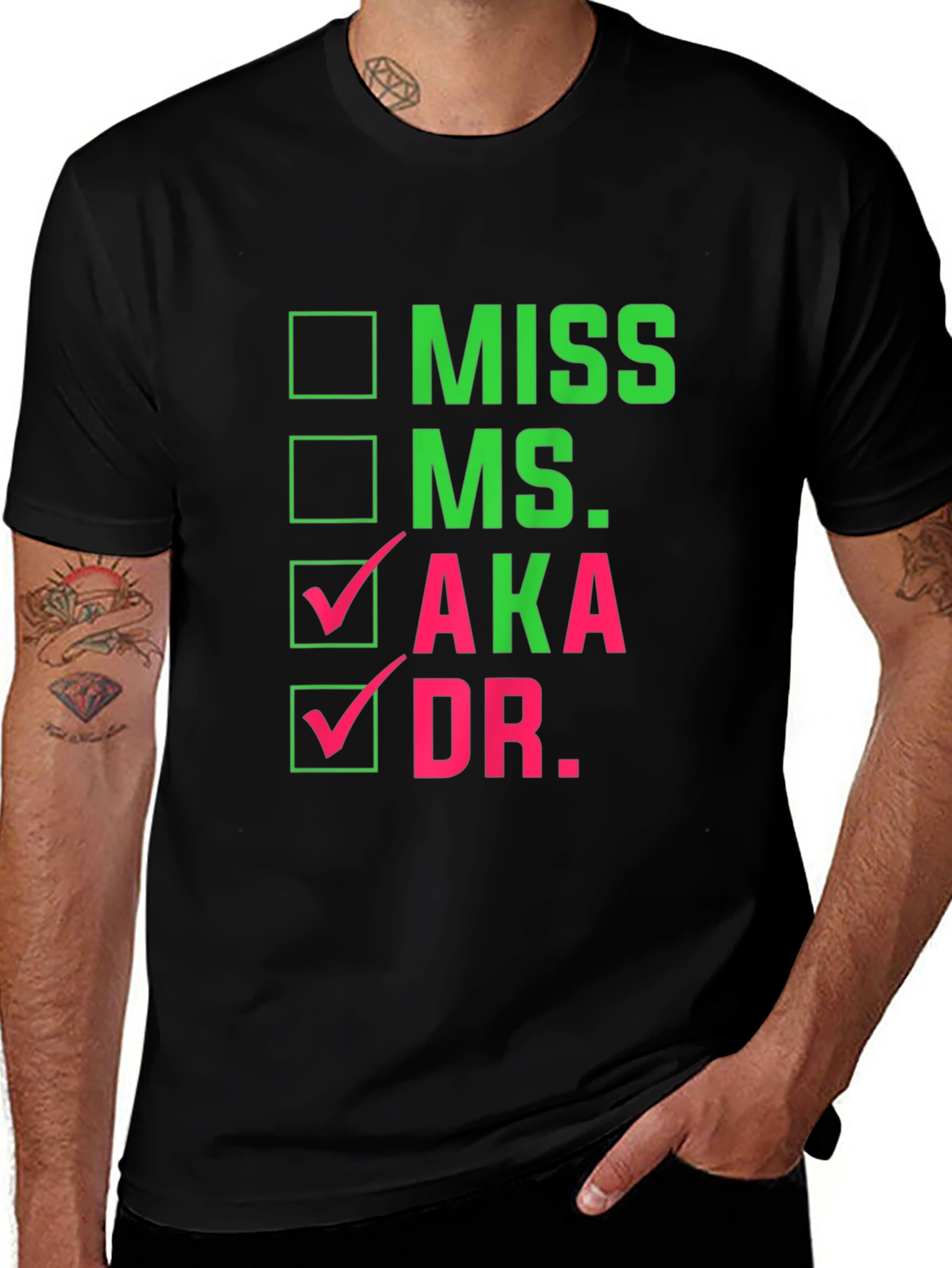 AKA Dr. Checkbox T-Shirt - Black Cotton Tee