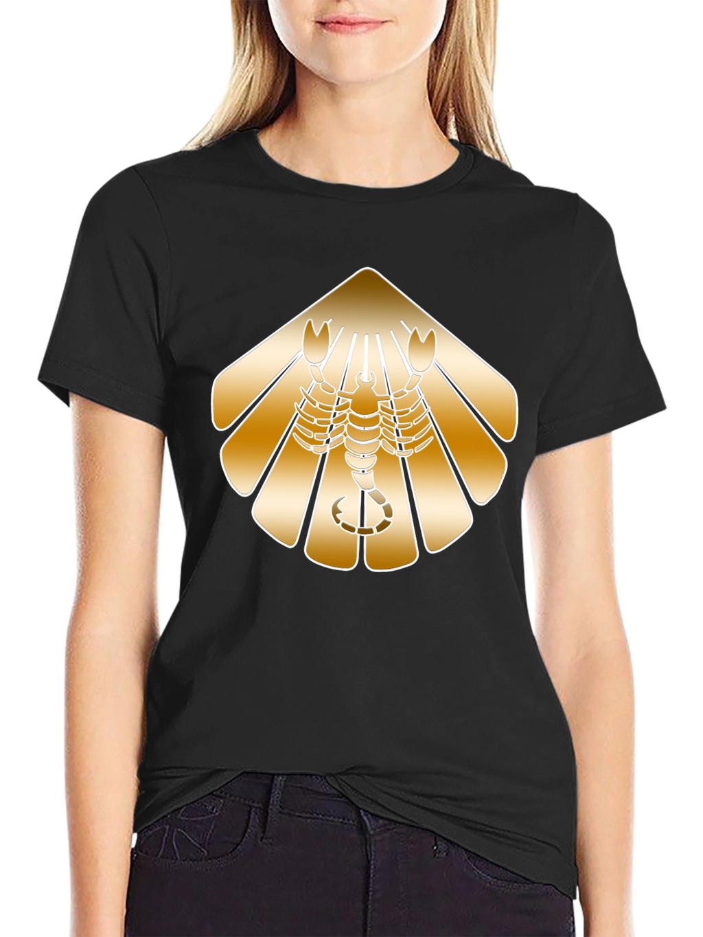 Golden Scorpion Graphic Black T-Shirt