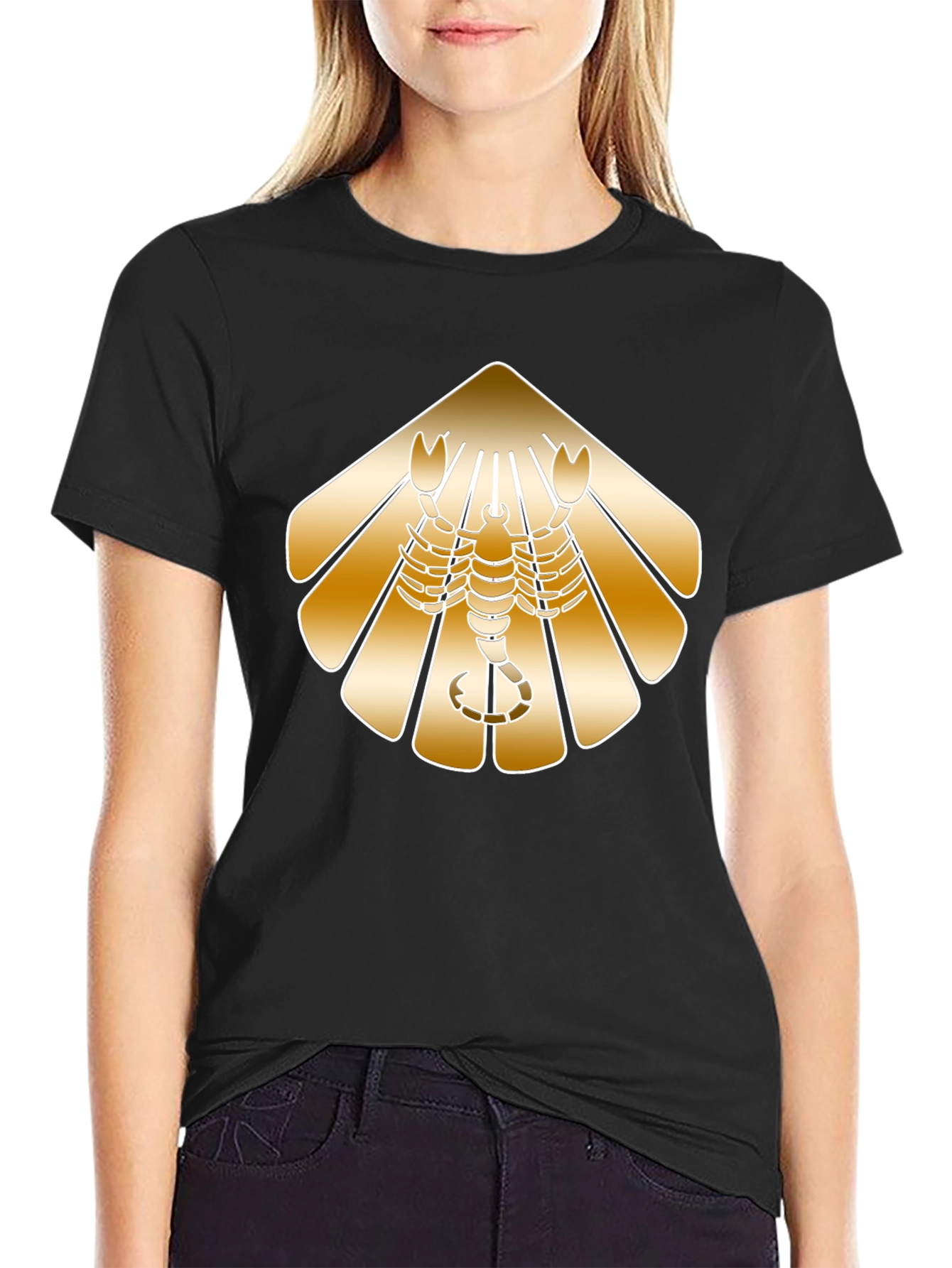 Golden Scorpion Graphic Black T-Shirt